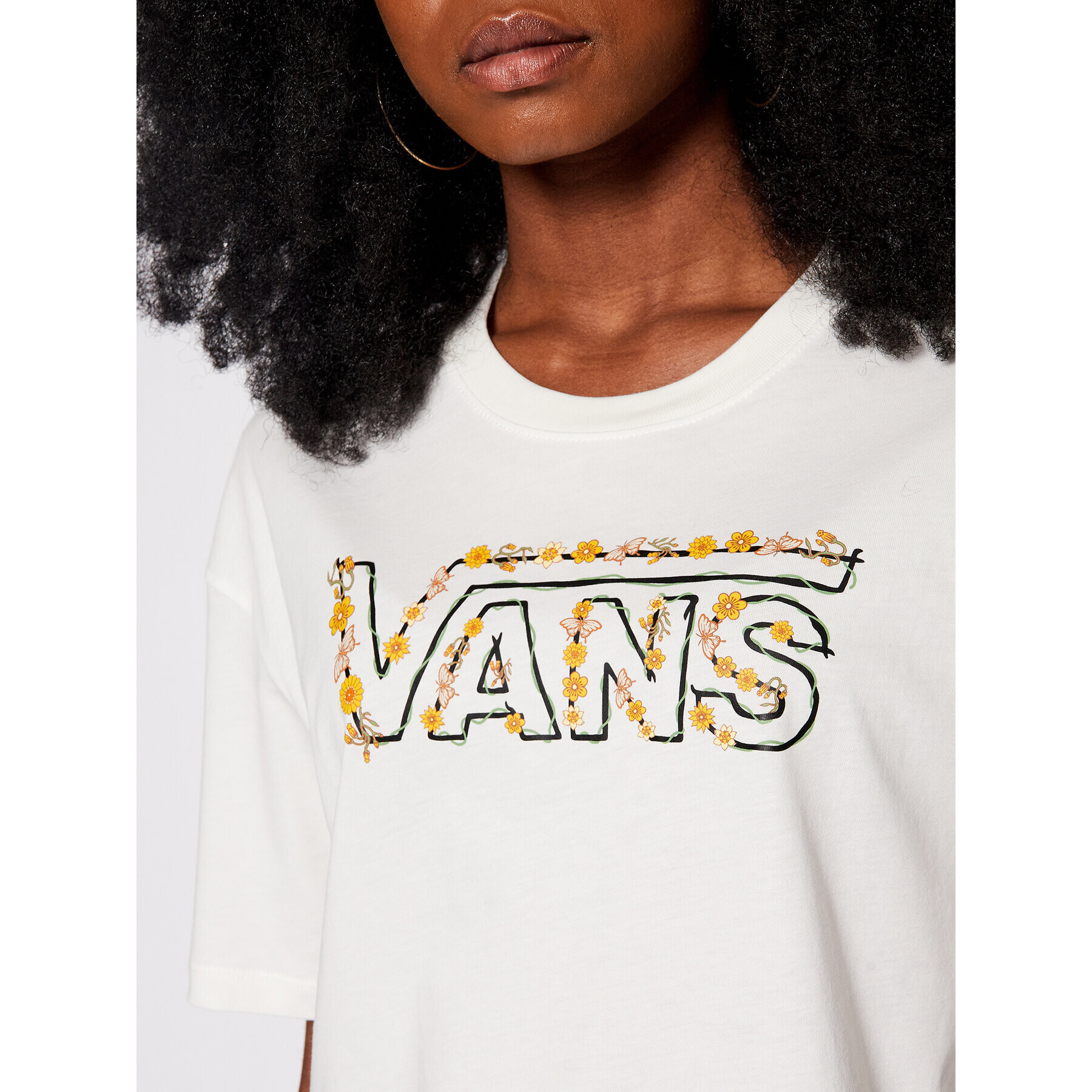 Vans Tricou Trippy Garden VN0A5I7S Alb Regular Fit - Pled.ro