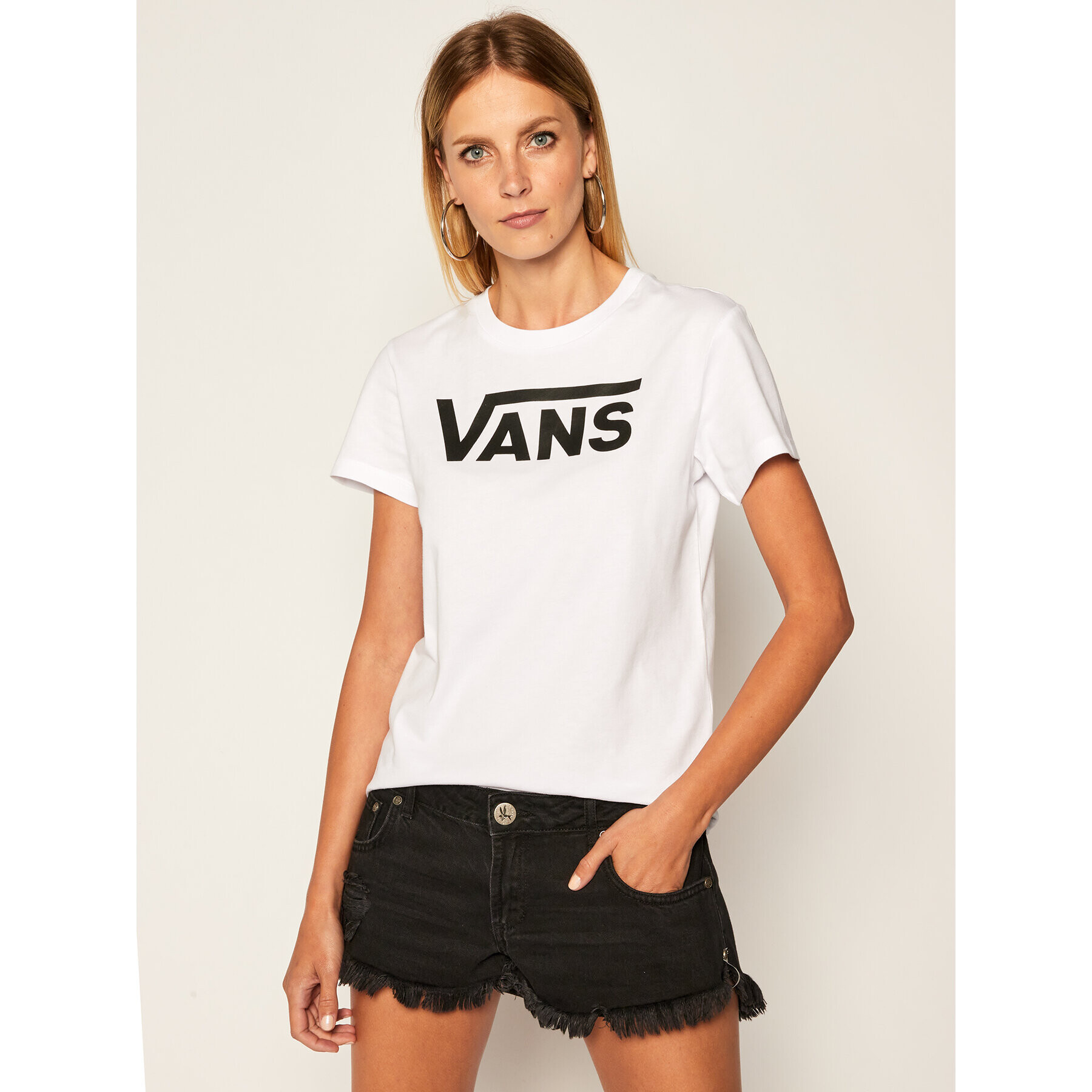 Vans Tricou Wm Flying V Crew Tee VN0A3UP4 Alb Regular Fit - Pled.ro