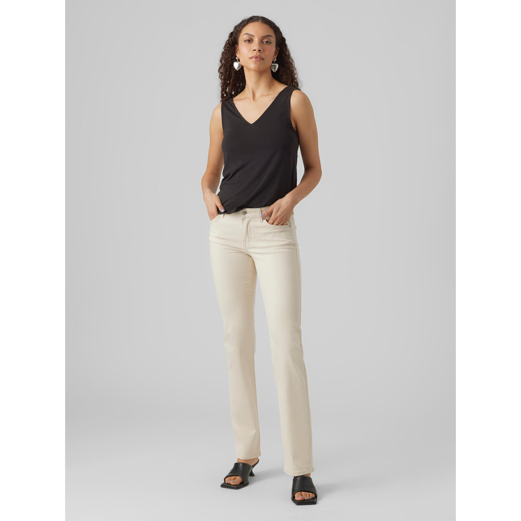 Vero Moda Blugi Daf 10289168 Écru Straight Fit - Pled.ro