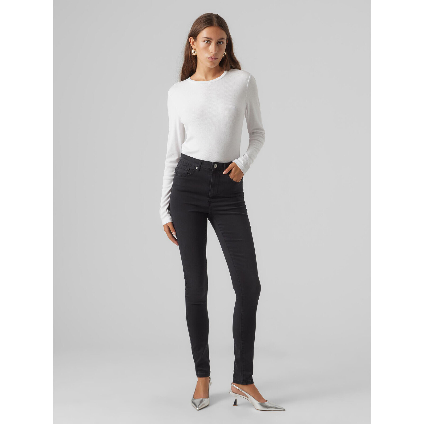 Vero Moda Bluză Roma 10293830 Alb Slim Fit - Pled.ro