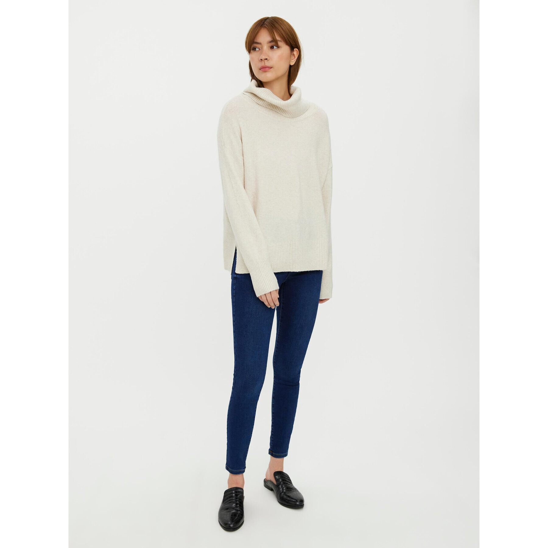 Vero Moda Bluză cu gât 10231324 Bej Regular Fit - Pled.ro