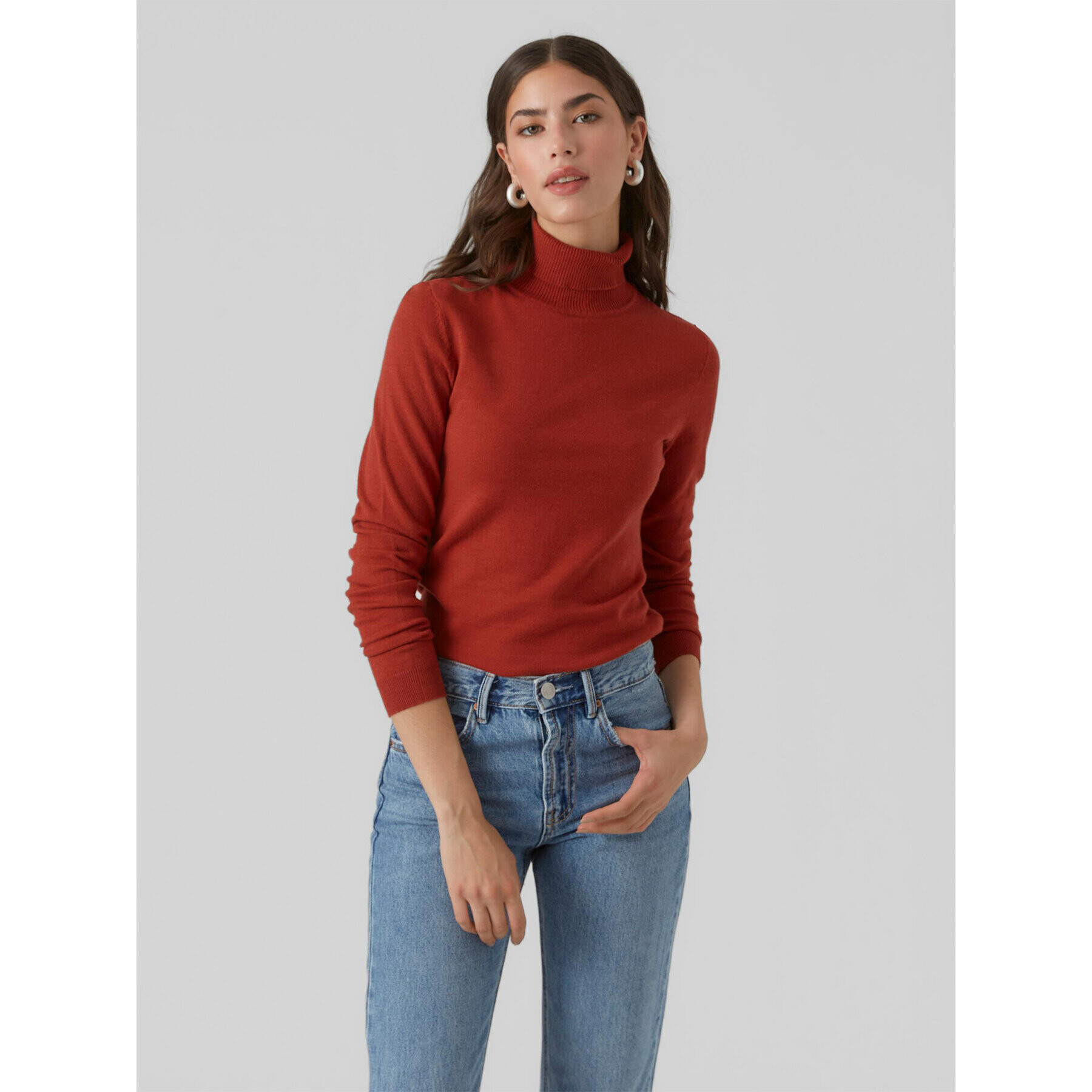 Vero Moda Bluză cu gât 10296195 Roșu Regular Fit - Pled.ro