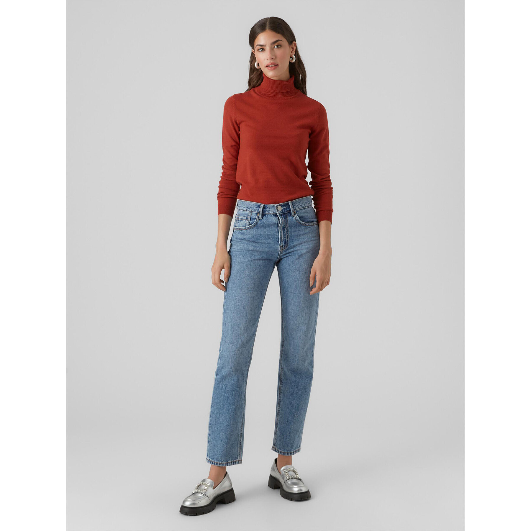 Vero Moda Bluză cu gât 10296195 Roșu Regular Fit - Pled.ro