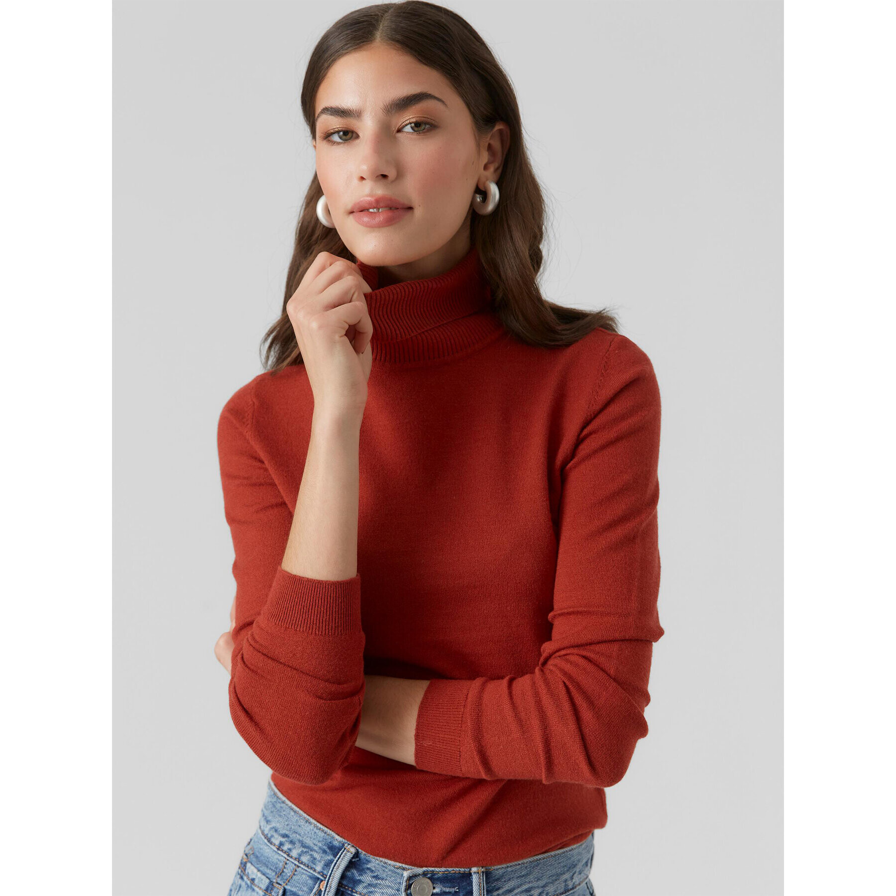 Vero Moda Bluză cu gât 10296195 Roșu Regular Fit - Pled.ro