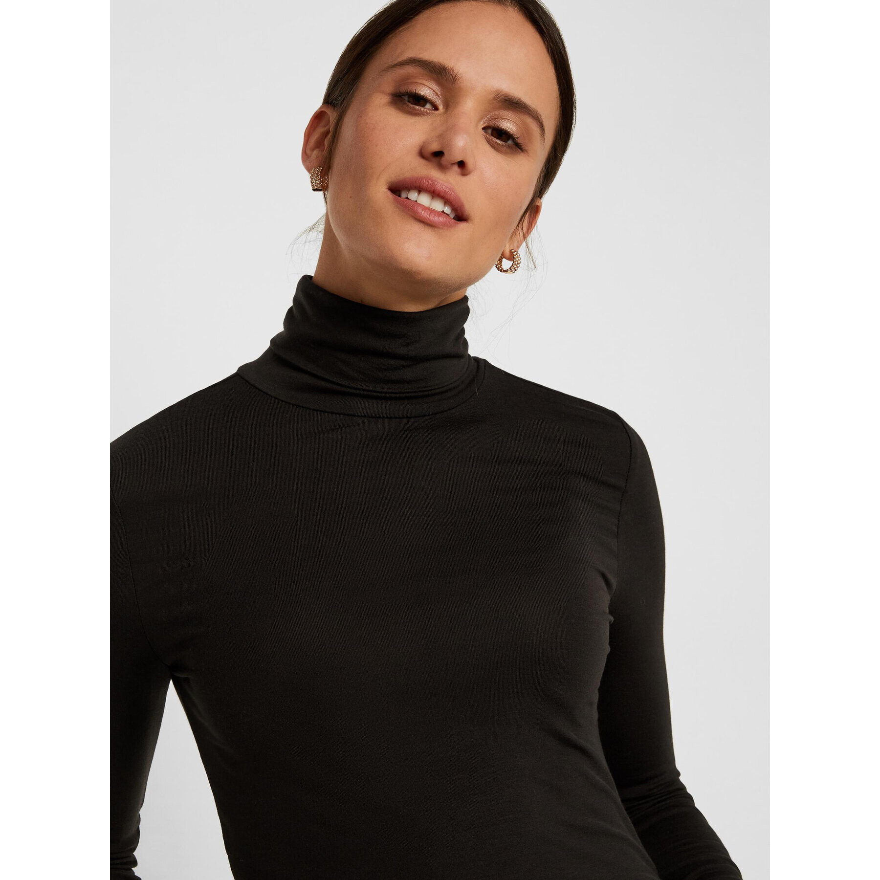 Vero Moda Bluză cu gât Ava 10219220 Negru Slim Fit - Pled.ro