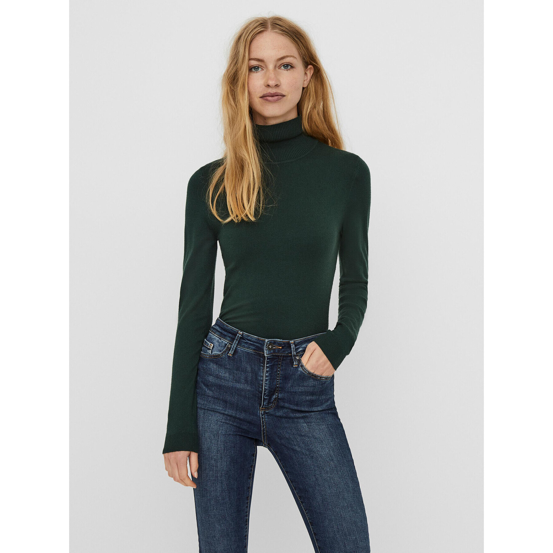 Vero Moda Bluză cu gât Happiness 10238127 Verde Regular Fit - Pled.ro