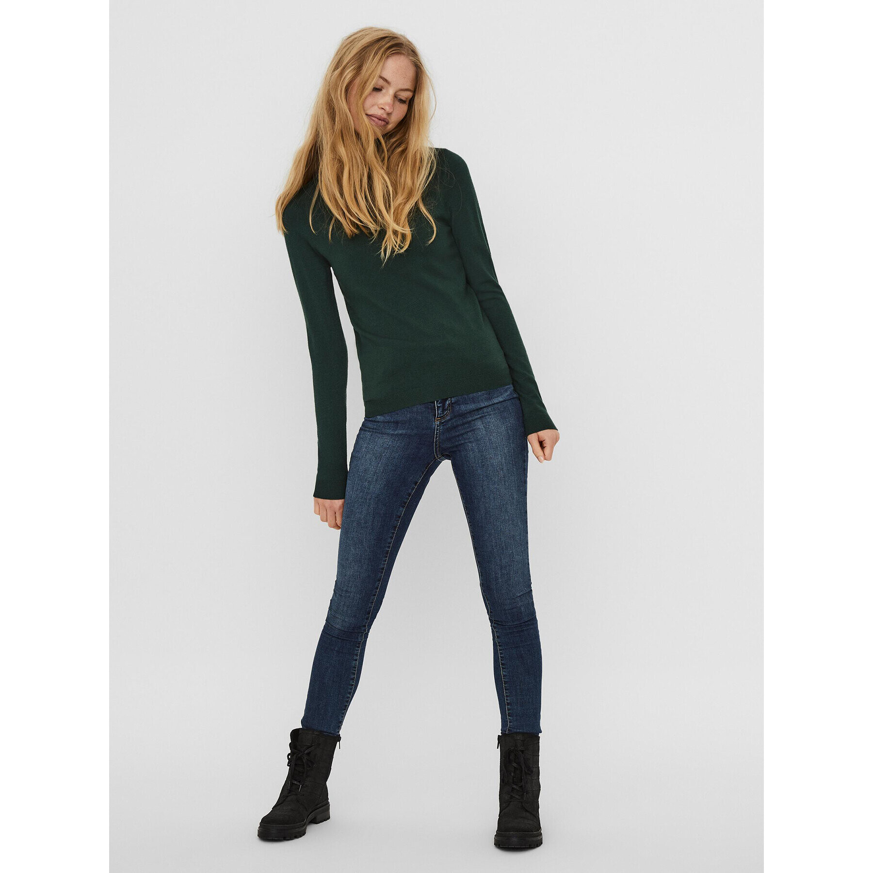 Vero Moda Bluză cu gât Happiness 10238127 Verde Regular Fit - Pled.ro