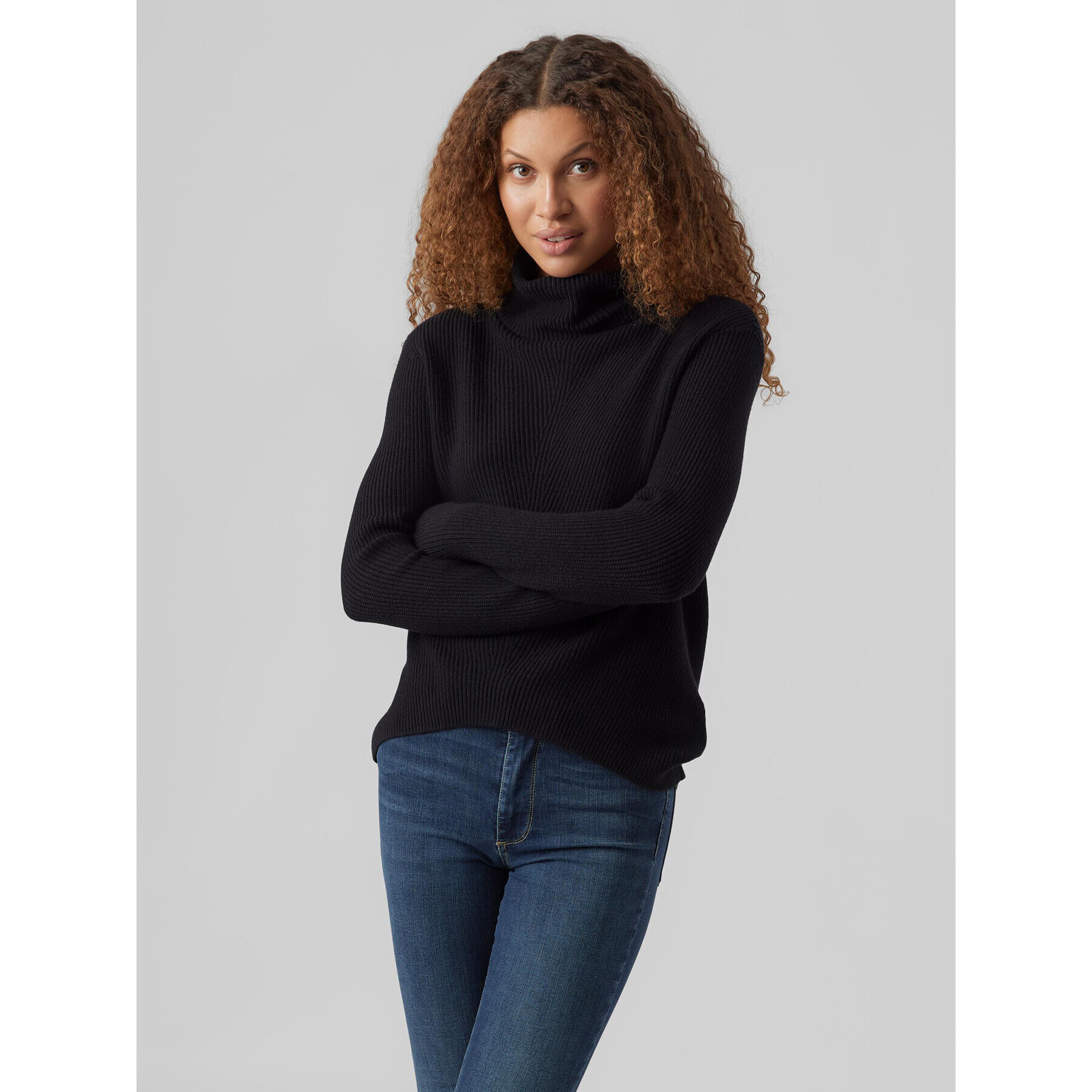 Vero Moda Bluză cu gât Holly 10268920 Negru Relaxed Fit - Pled.ro