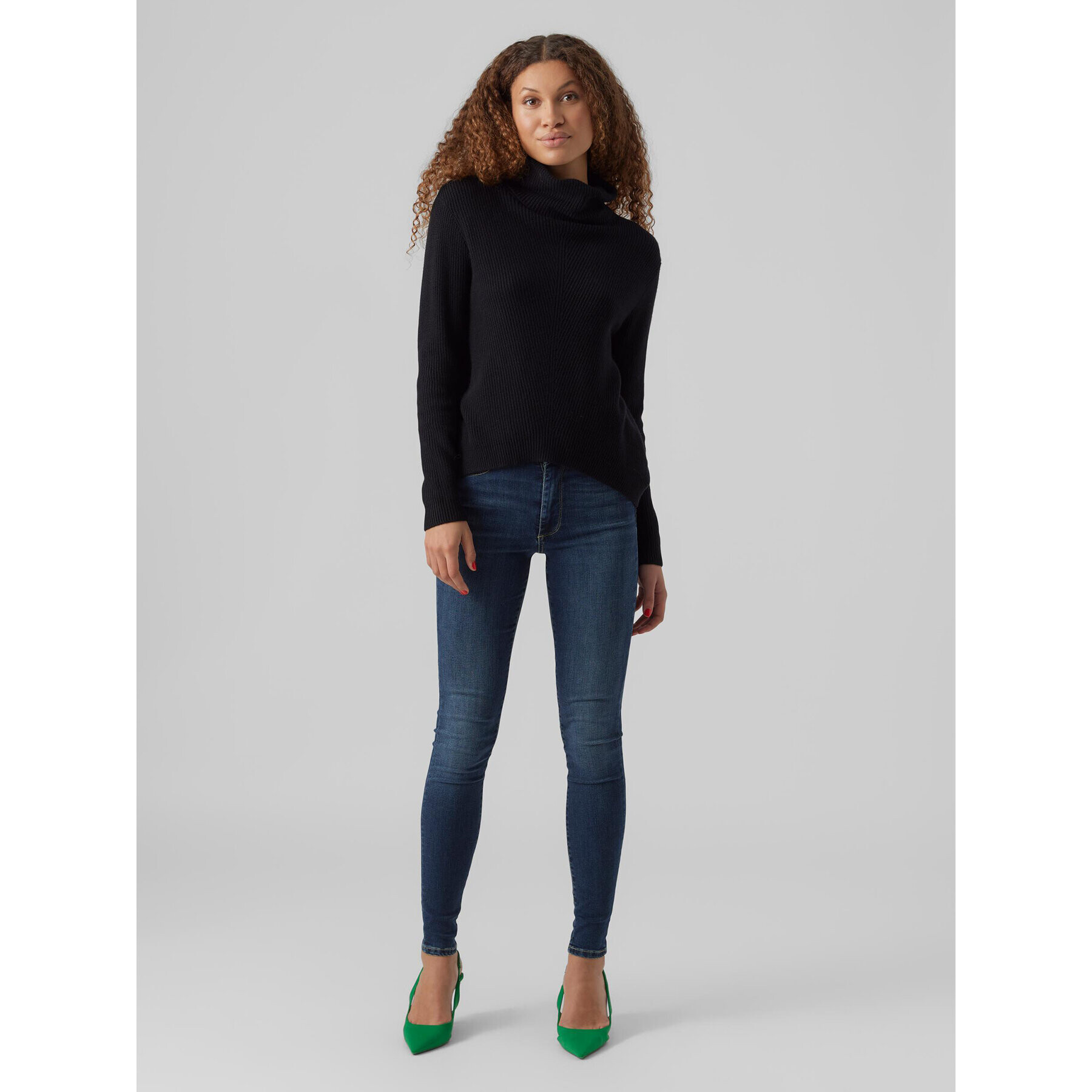 Vero Moda Bluză cu gât Holly 10268920 Negru Relaxed Fit - Pled.ro