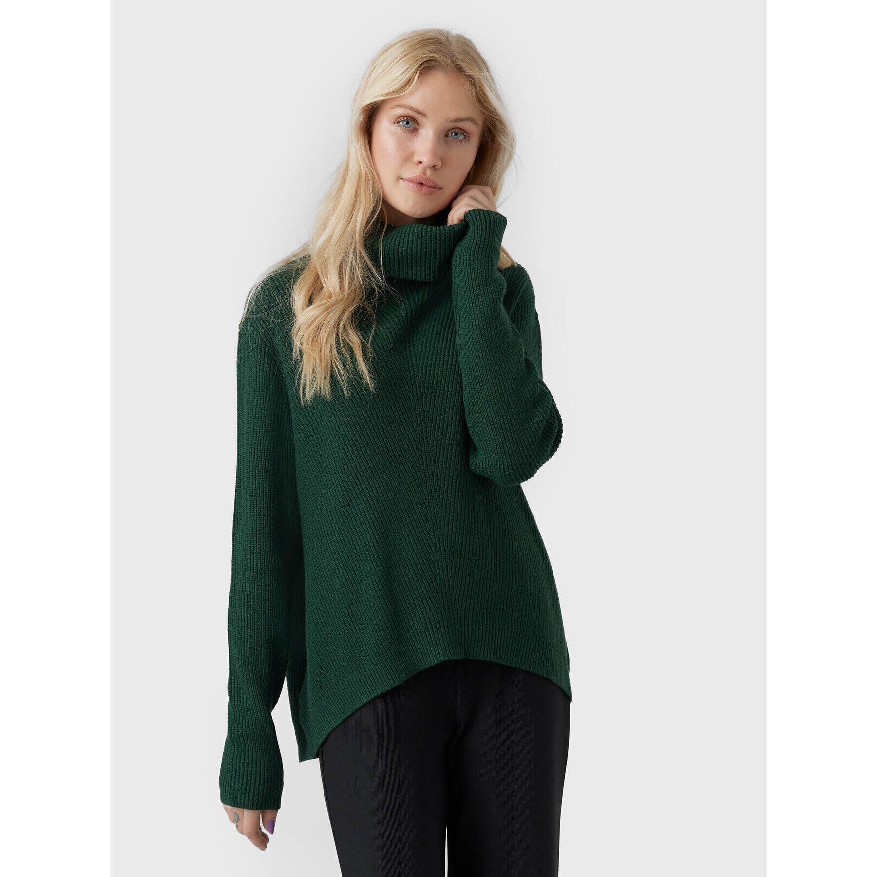 Vero Moda Bluză cu gât Holly 10268920 Verde Relaxed Fit - Pled.ro