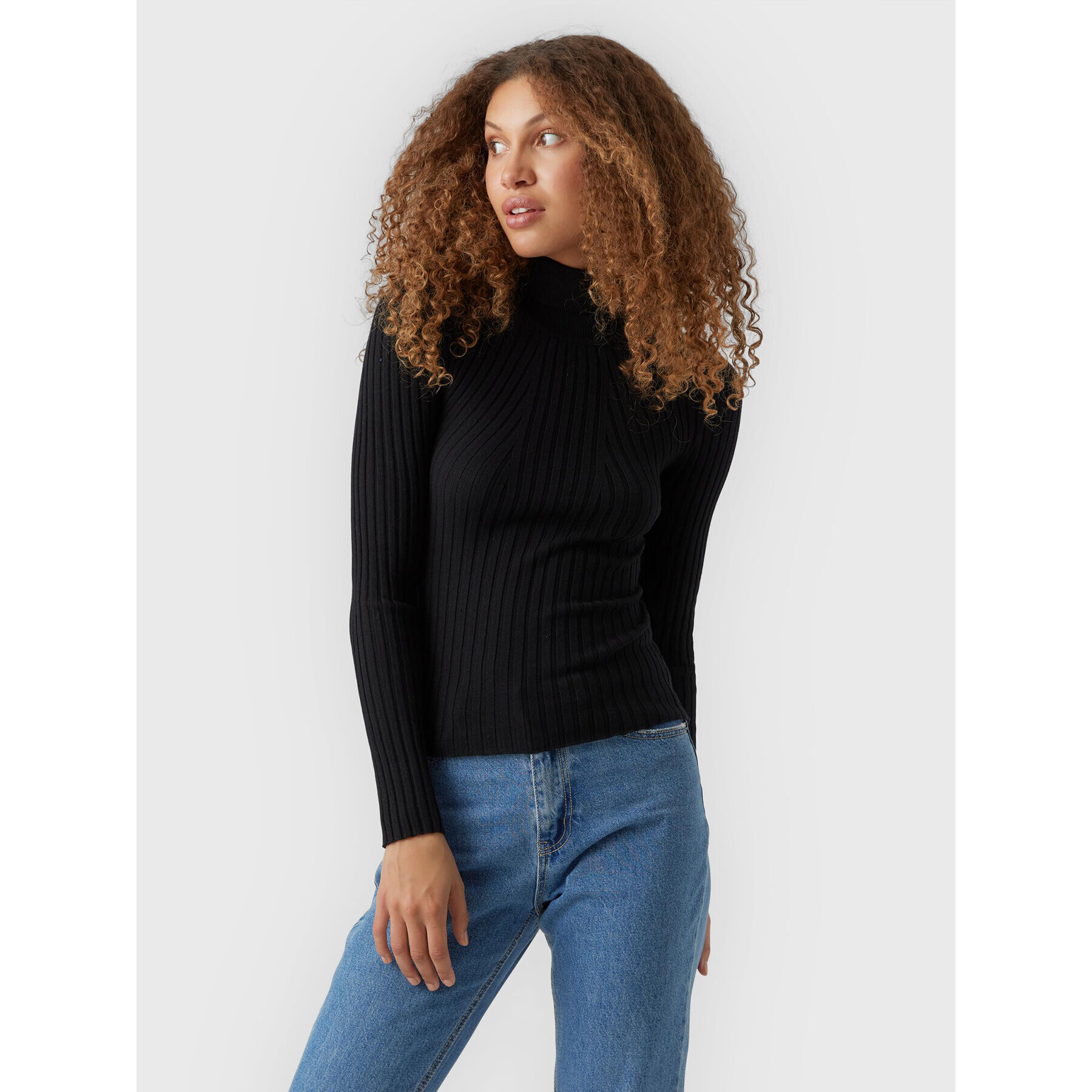 Vero Moda Bluză cu gât Kiki 10272699 Negru Slim Fit - Pled.ro