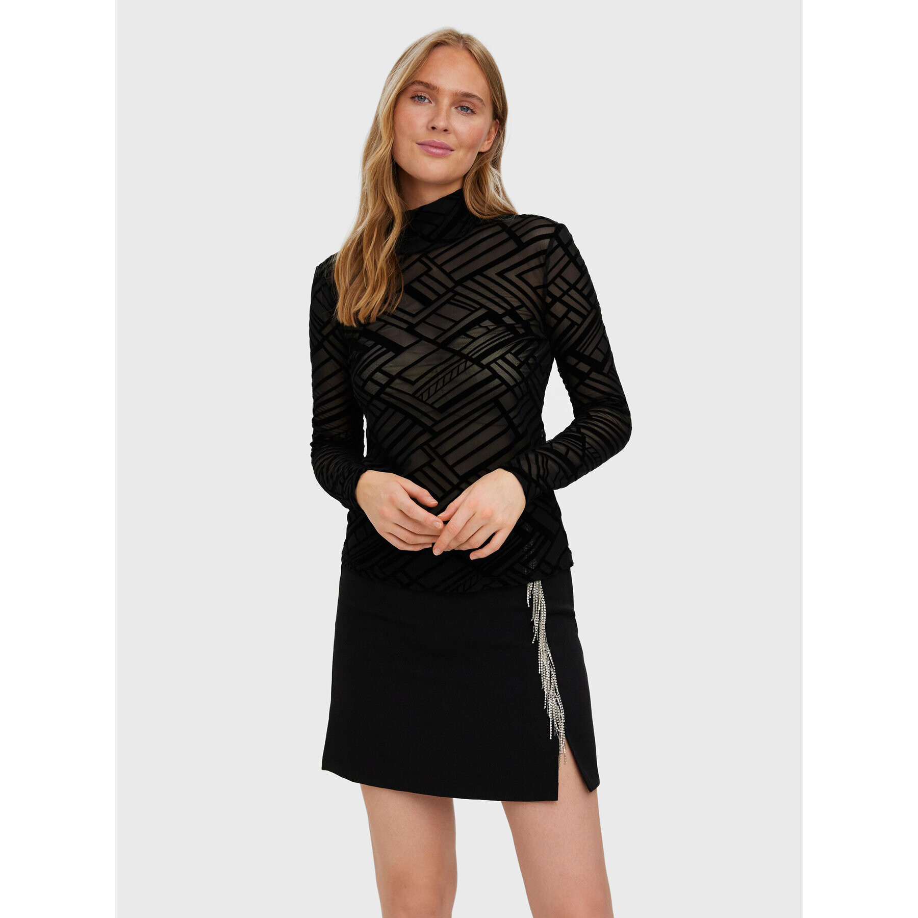 Vero Moda Bluză cu gât Koko 10277997 Negru Regular Fit - Pled.ro