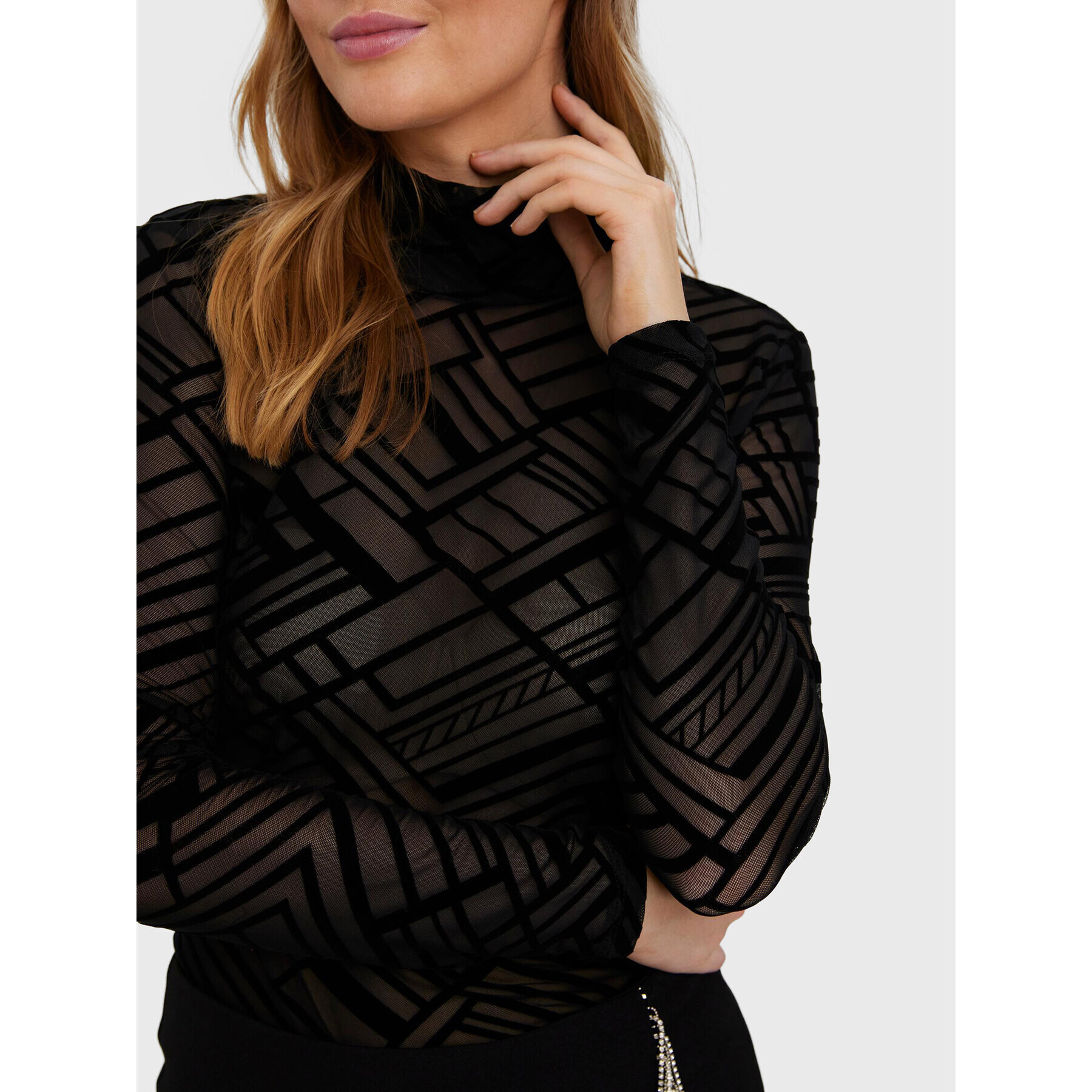 Vero Moda Bluză cu gât Koko 10277997 Negru Regular Fit - Pled.ro