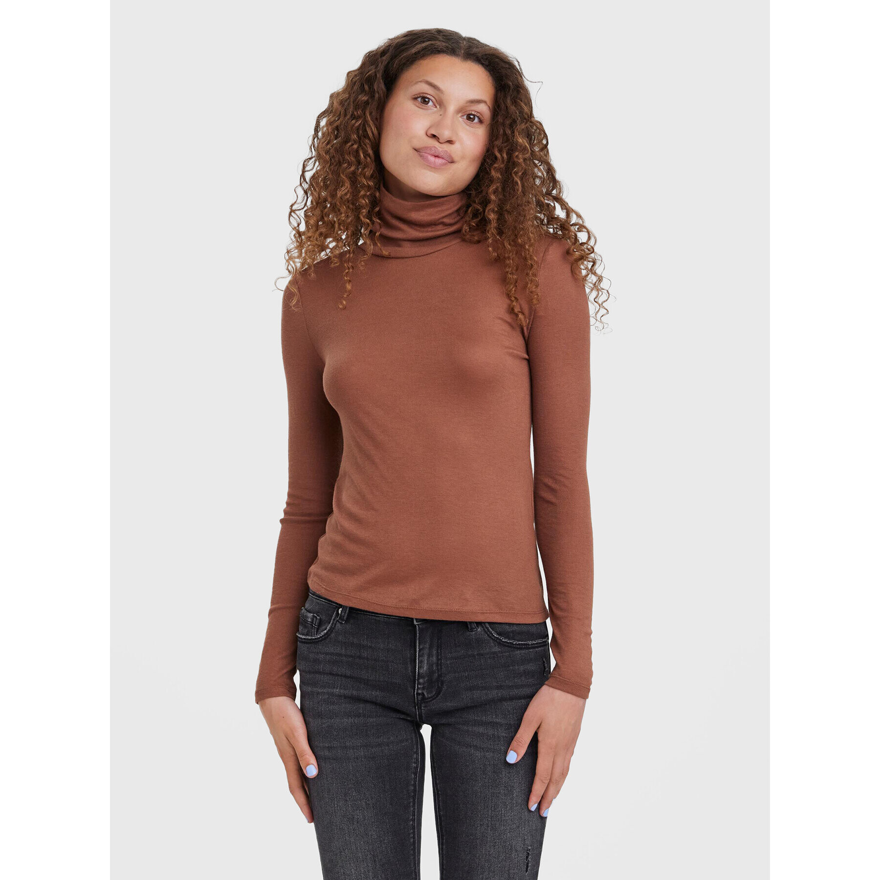 Vero Moda Bluză cu gât Mella 10271620 Maro Regular Fit - Pled.ro