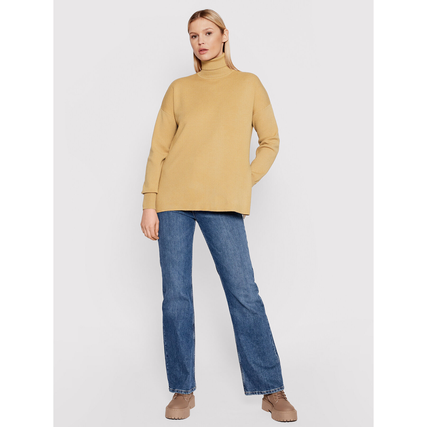 Vero Moda Bluză cu gât Salma 10257352 Bej Relaxed Fit - Pled.ro