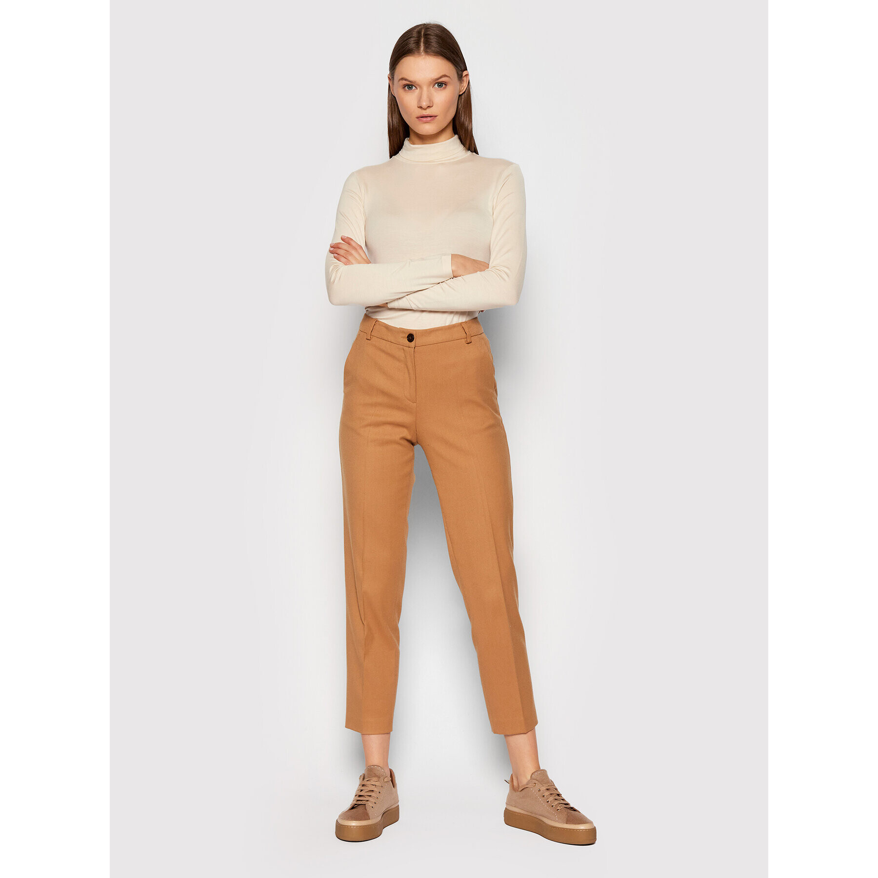 Vero Moda Bluză cu gât Susanna 10257812 Bej Slim Fit - Pled.ro