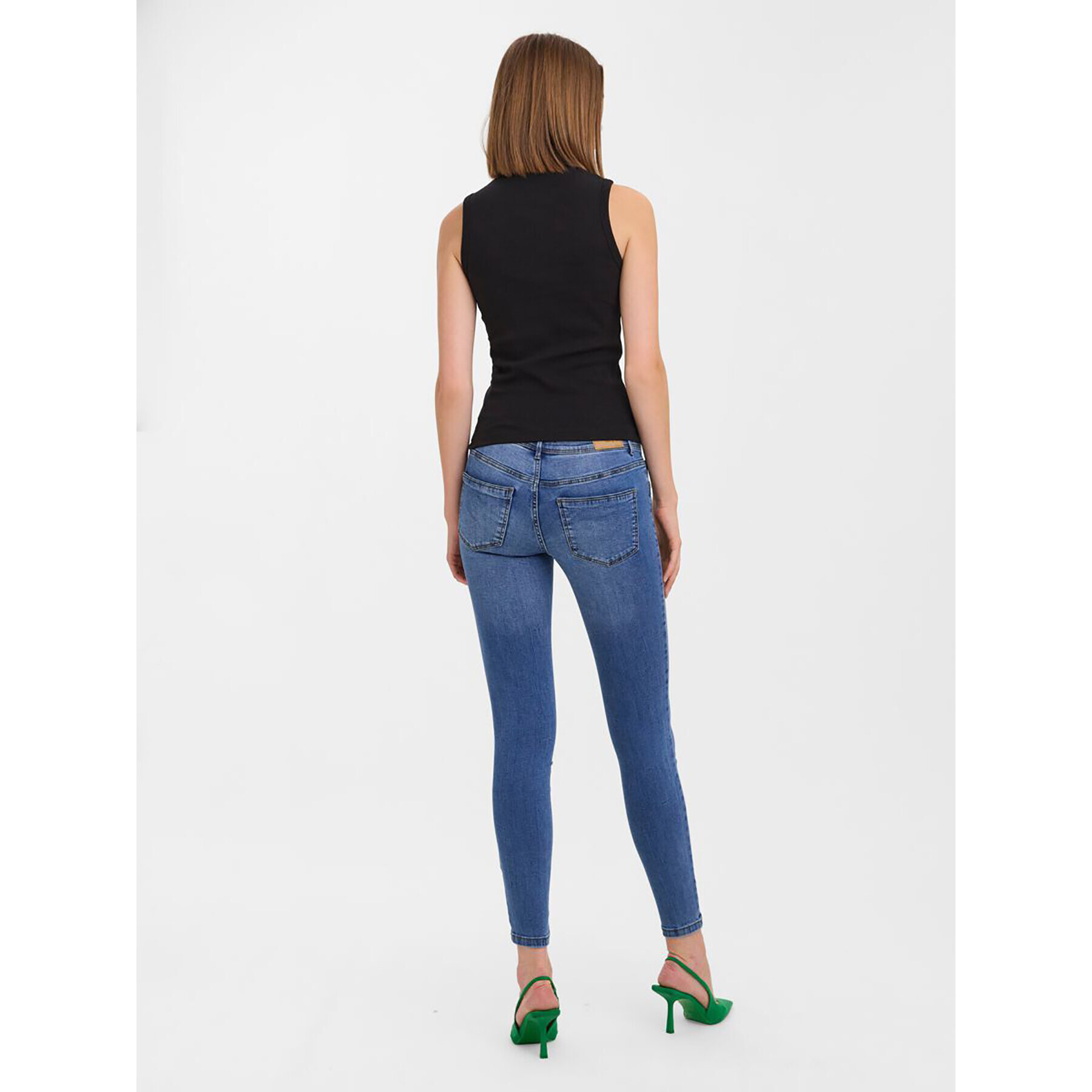 Vero Moda Bluză cu gât Vita 10271194 Negru Slim Fit - Pled.ro