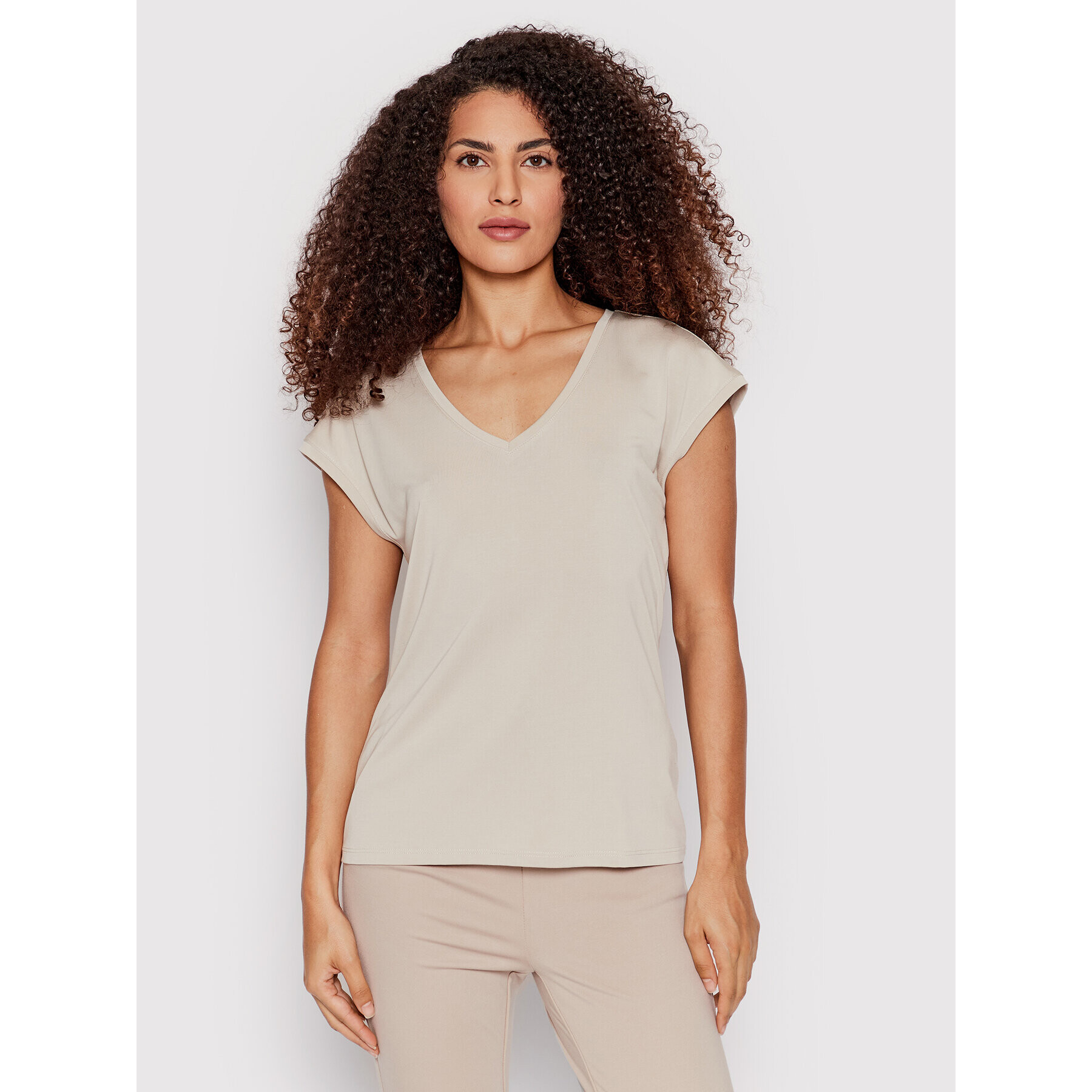 Vero Moda Tricou Filli 10247666 Bej Regular Fit - Pled.ro