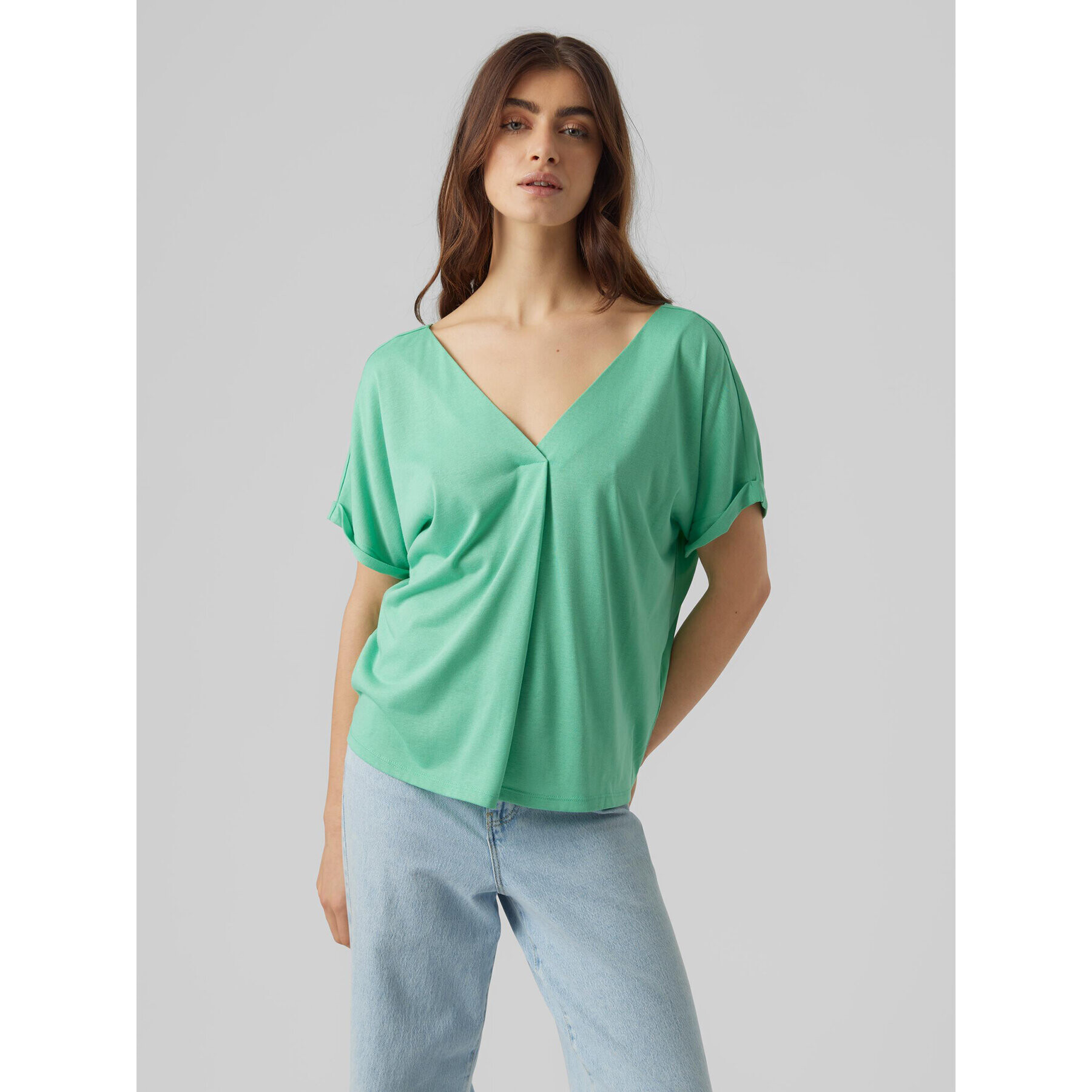 Vero Moda Bluză Flia 10288373 Verde Wide Fit - Pled.ro