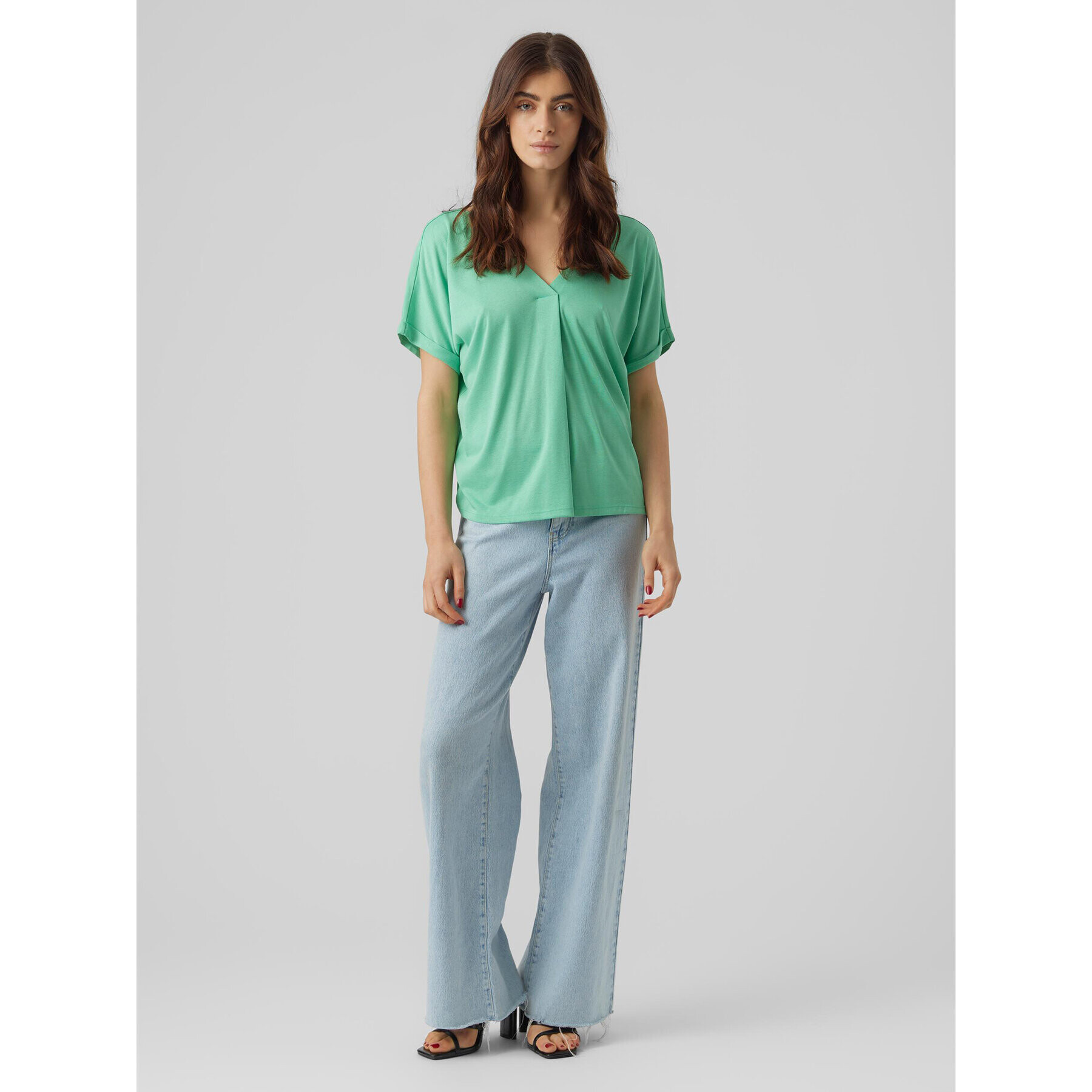 Vero Moda Bluză Flia 10288373 Verde Wide Fit - Pled.ro