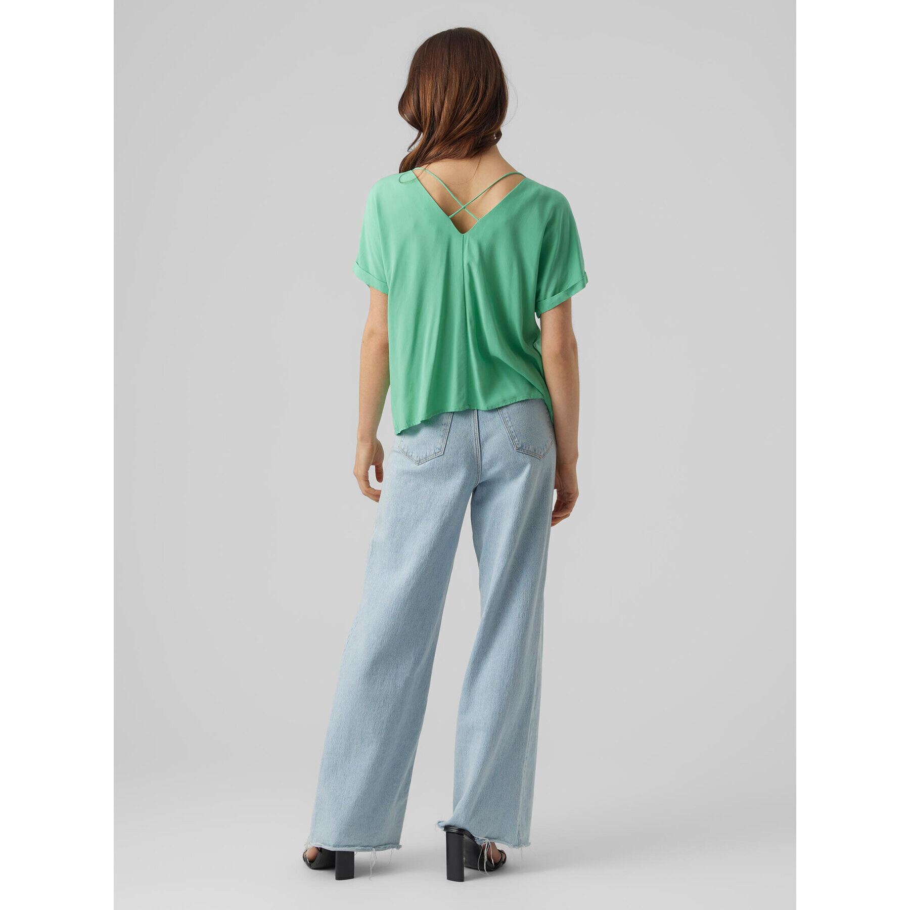 Vero Moda Bluză Flia 10288373 Verde Wide Fit - Pled.ro