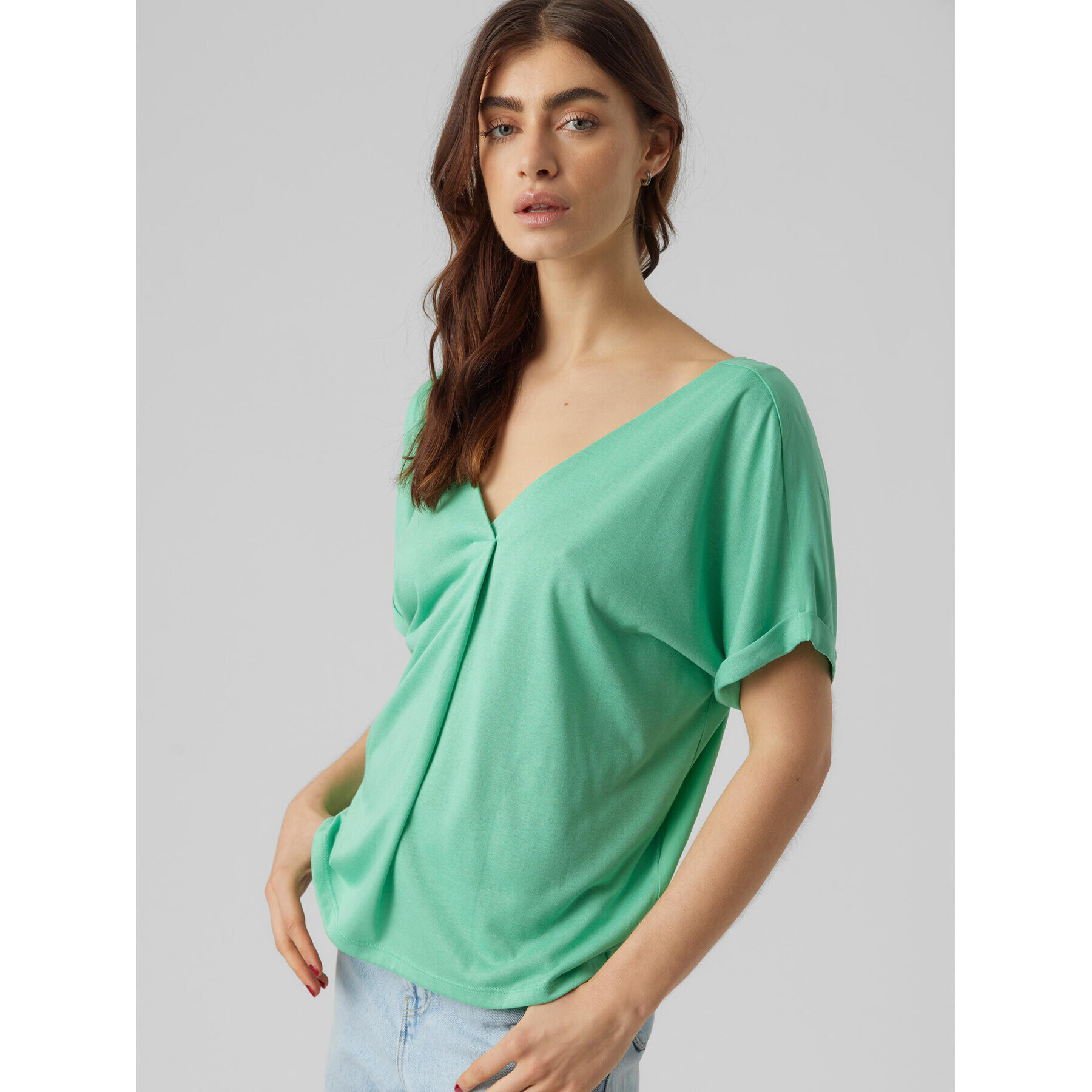 Vero Moda Bluză Flia 10288373 Verde Wide Fit - Pled.ro