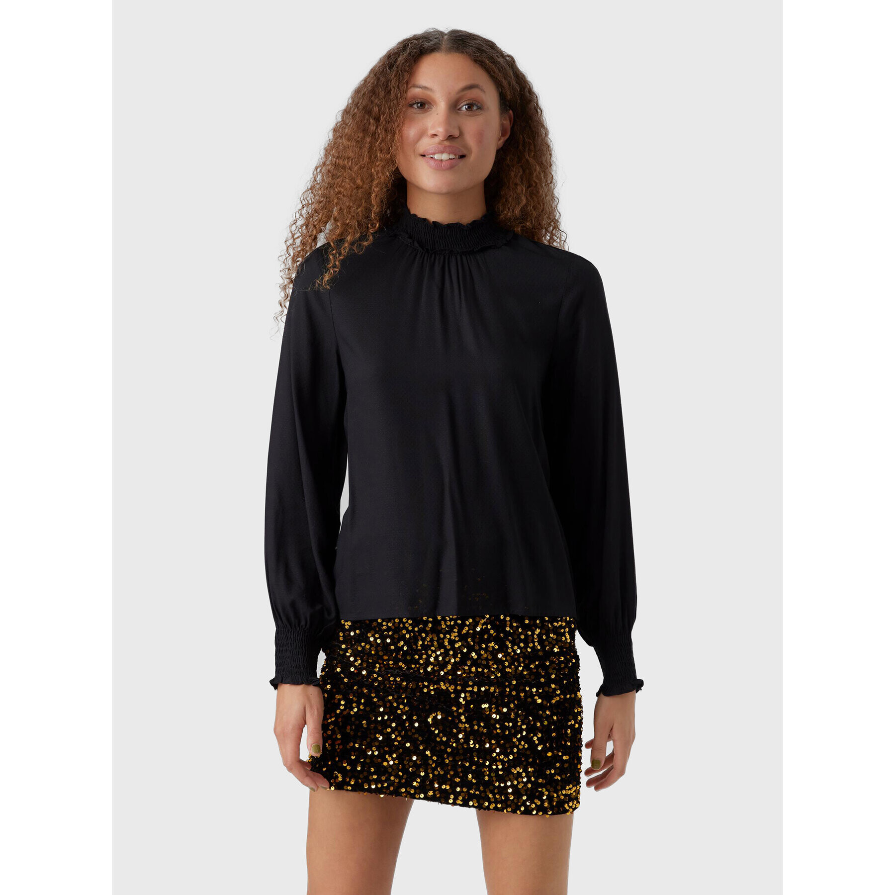 Vero Moda Bluză Kittie 10276212 Negru Relaxed Fit - Pled.ro