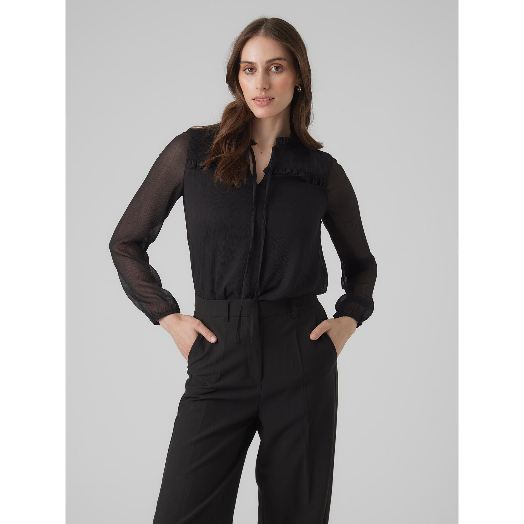 Vero Moda Bluză Milla 10295551 Negru Regular Fit - Pled.ro