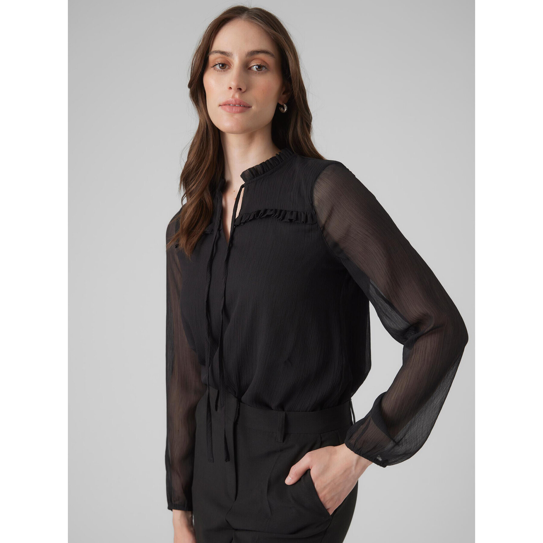 Vero Moda Bluză Milla 10295551 Negru Regular Fit - Pled.ro