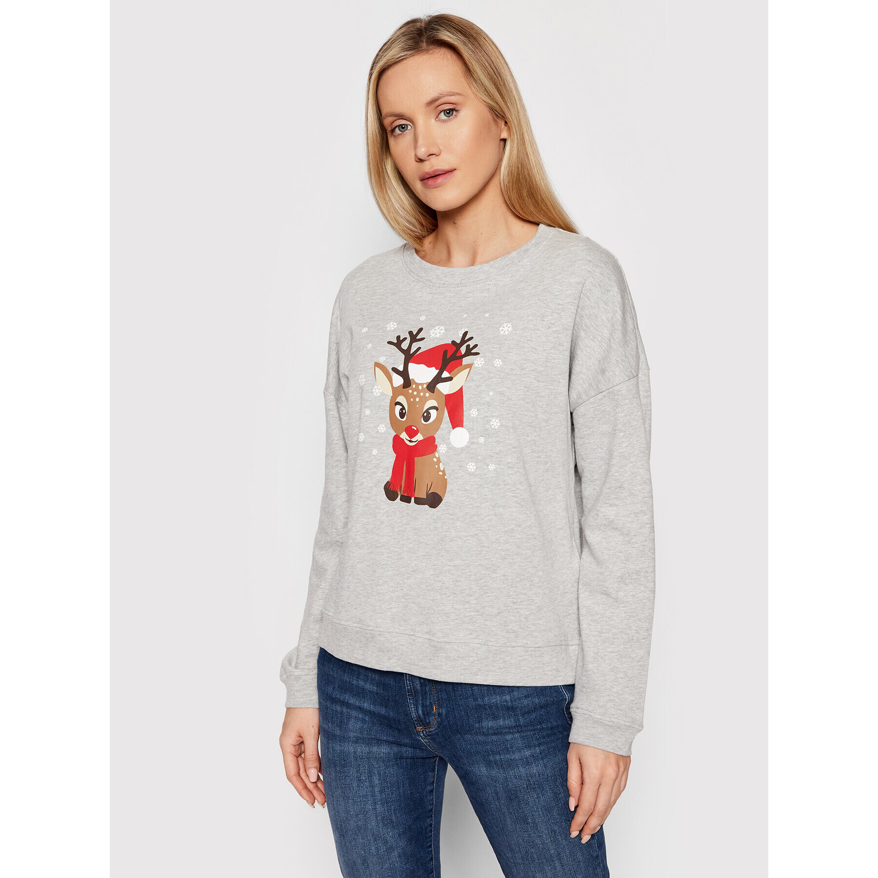 Vero Moda Bluză Reindeer 10262925 Gri Relaxed Fit - Pled.ro