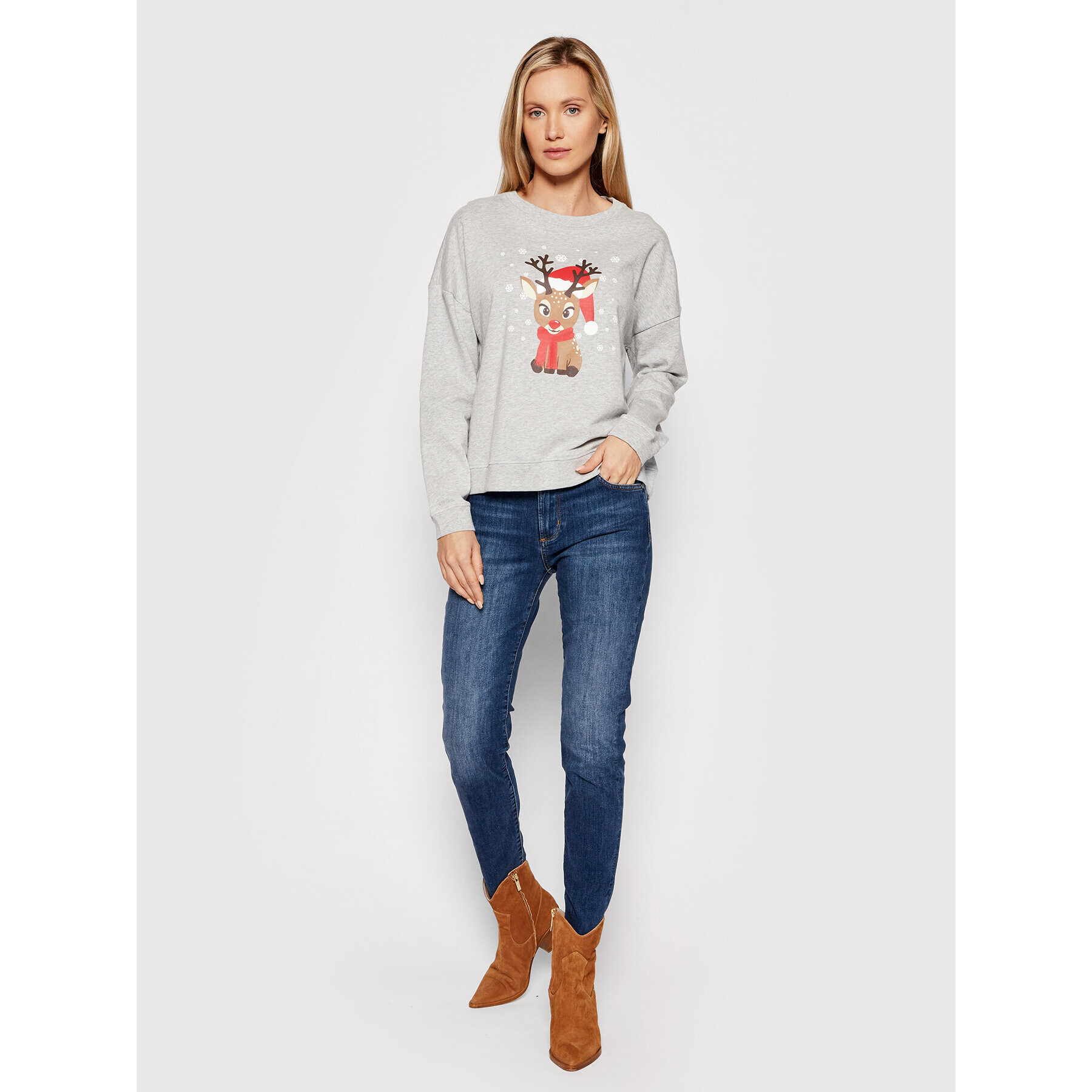 Vero Moda Bluză Reindeer 10262925 Gri Relaxed Fit - Pled.ro