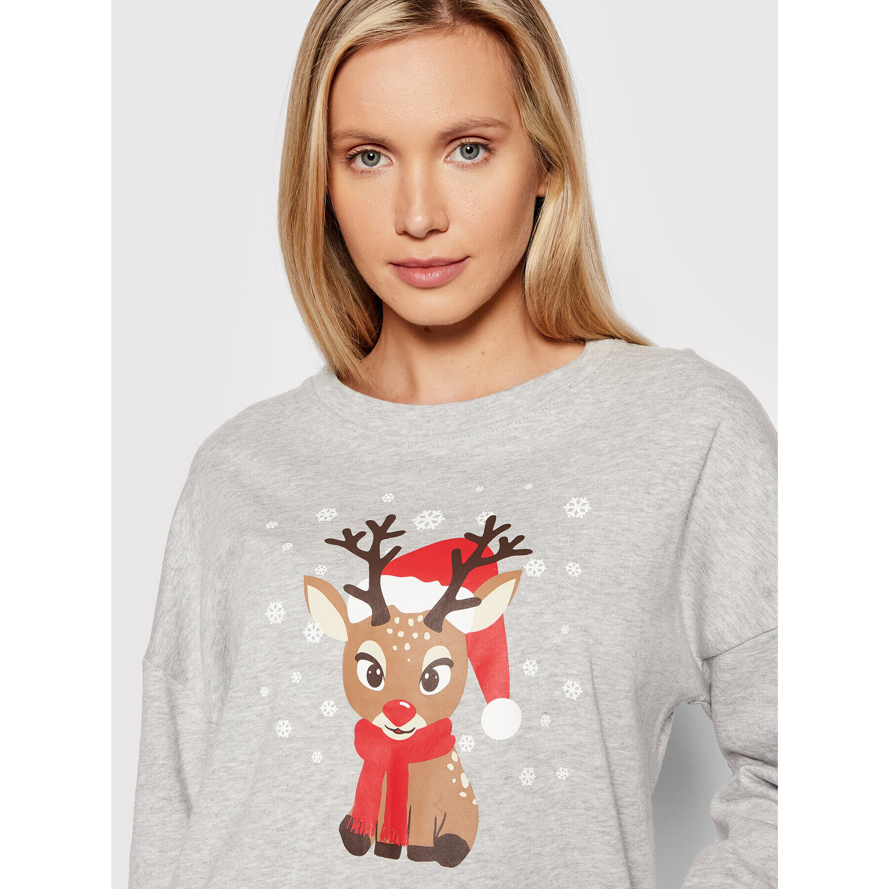 Vero Moda Bluză Reindeer 10262925 Gri Relaxed Fit - Pled.ro