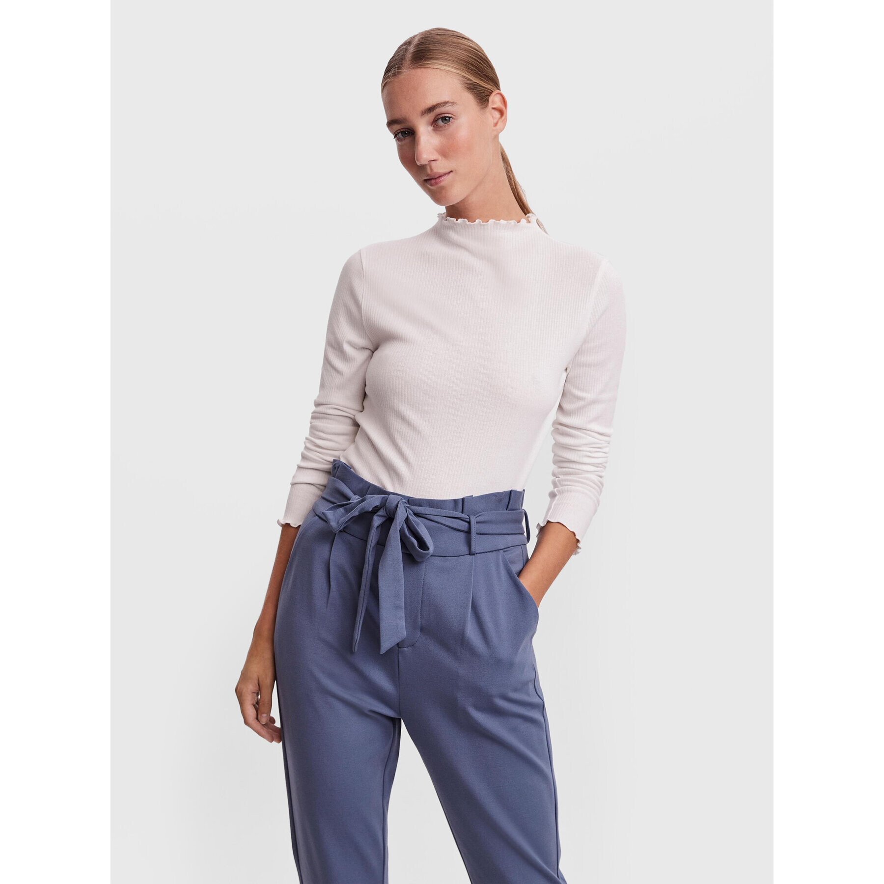 Vero Moda Bluză Vio 10259206 Alb Slim Fit - Pled.ro