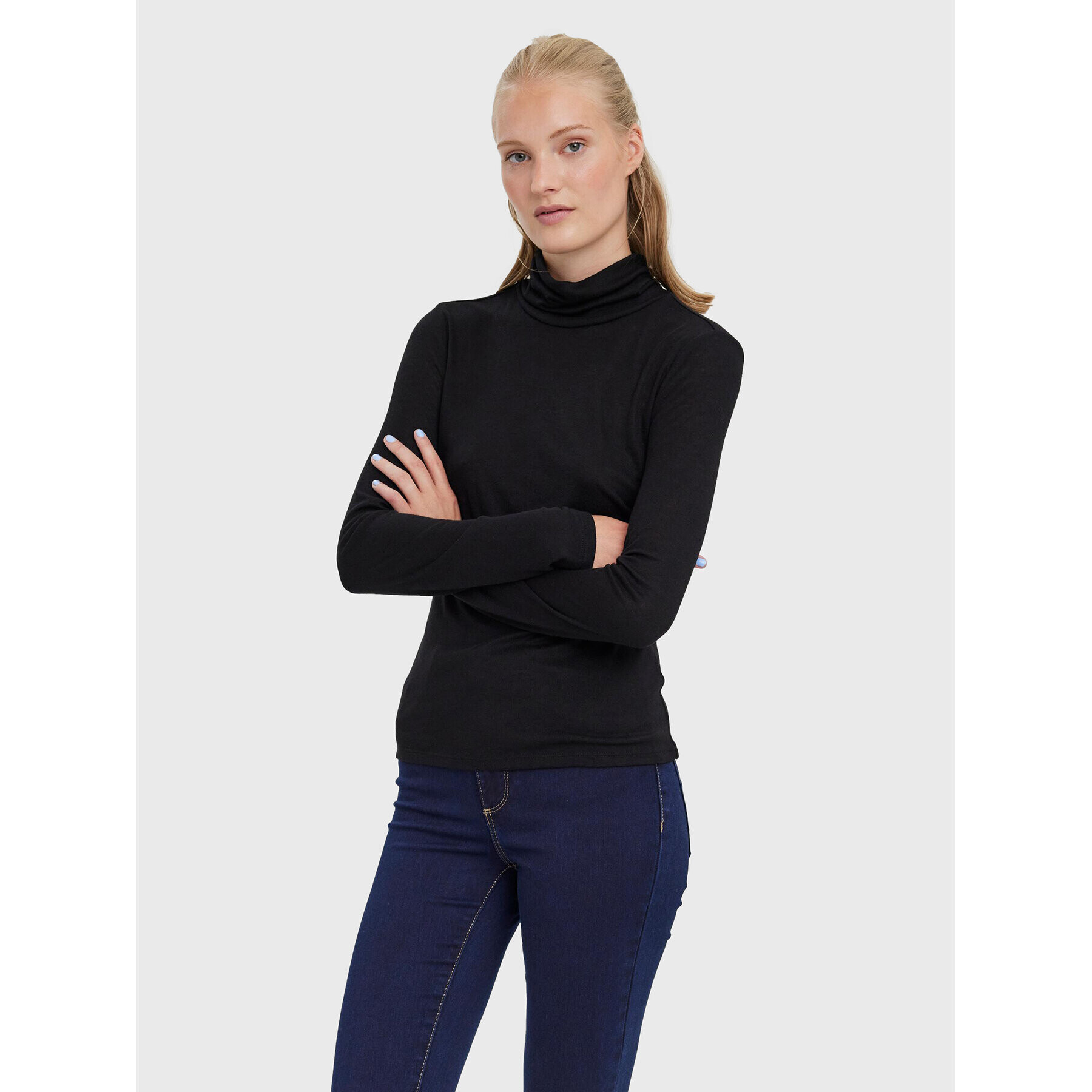 Vero Moda Bluză cu gât Mella 10271620 Negru Regular Fit - Pled.ro