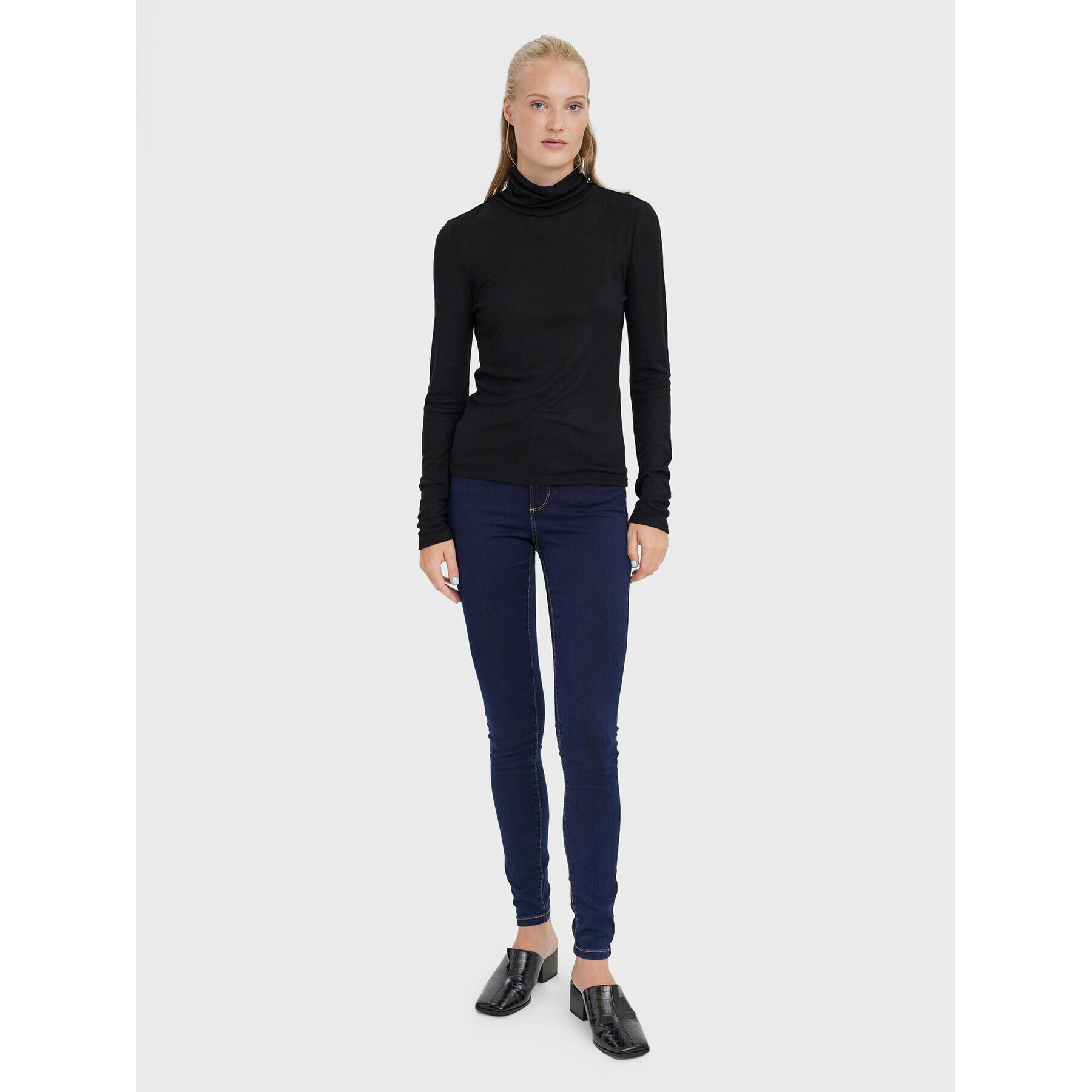 Vero Moda Bluză cu gât Mella 10271620 Negru Regular Fit - Pled.ro