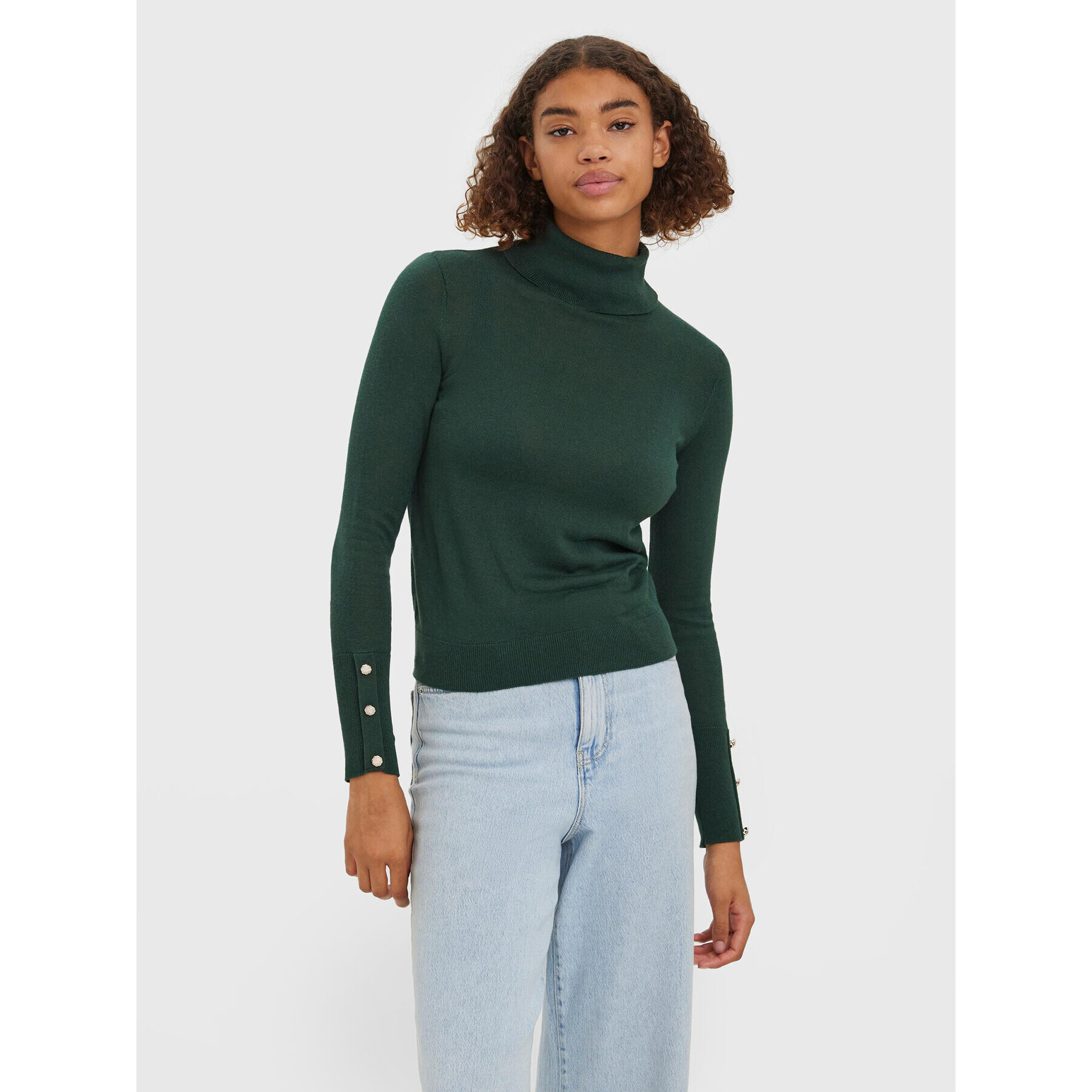 Vero Moda Bluză cu gât New Milda 10268155 Verde Regular Fit - Pled.ro