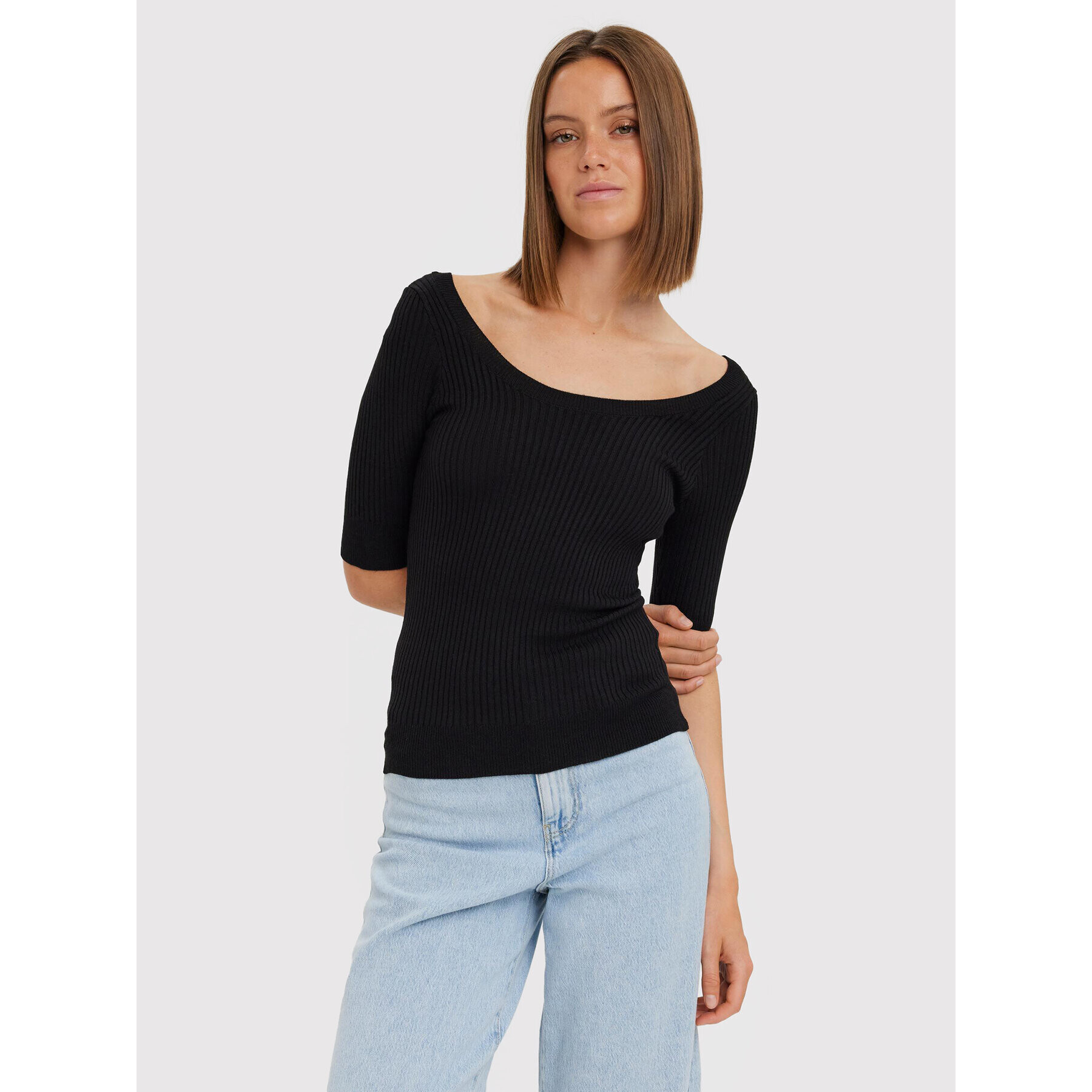 Vero Moda Bluză Estela 10268128 Negru Slim Fit - Pled.ro