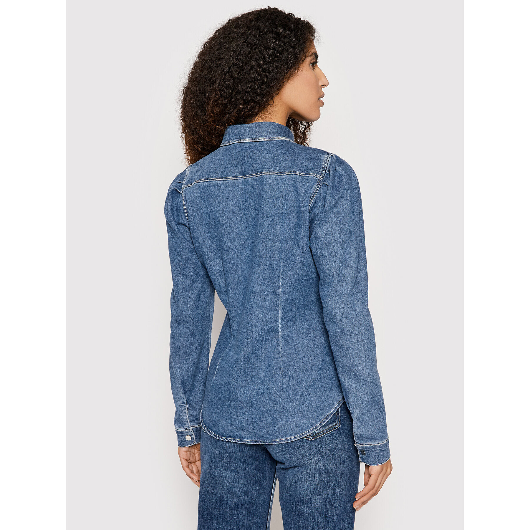 Vero Moda cămașă de blugi Rhiana 10258187 Albastru Slim Fit - Pled.ro