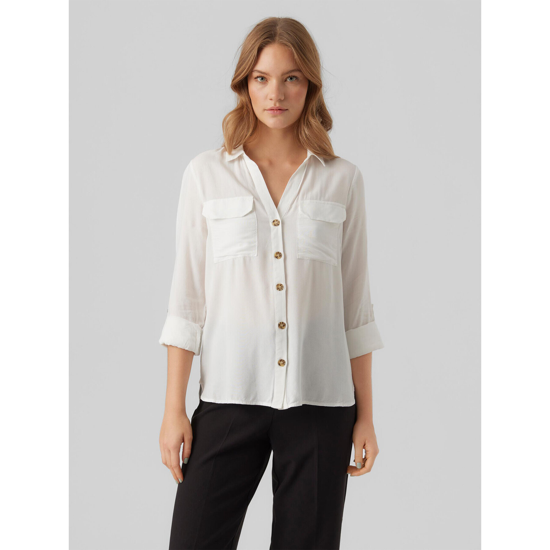 Vero Moda Cămașă Bumpy 10275283 Alb Regular Fit - Pled.ro