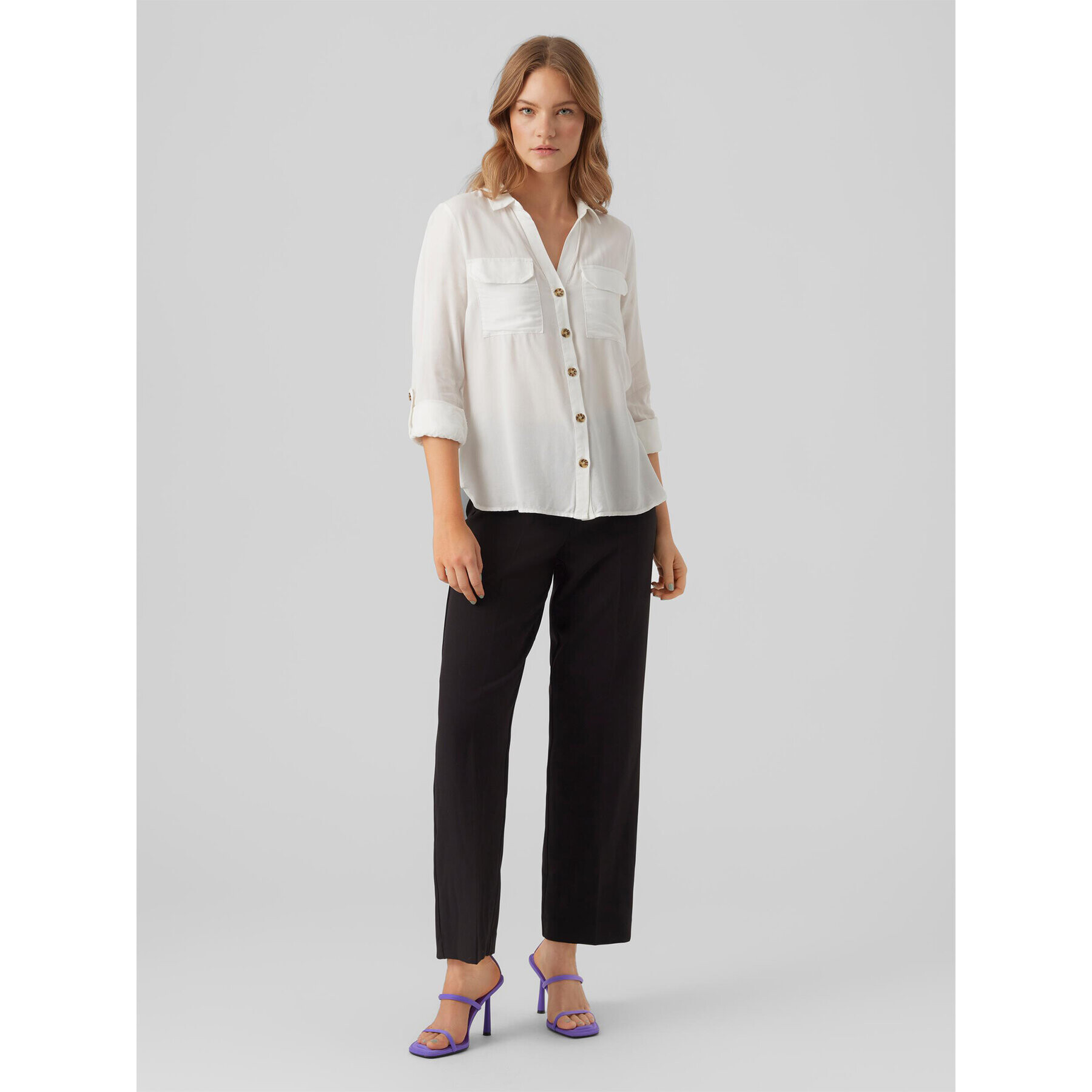 Vero Moda Cămașă Bumpy 10275283 Alb Regular Fit - Pled.ro