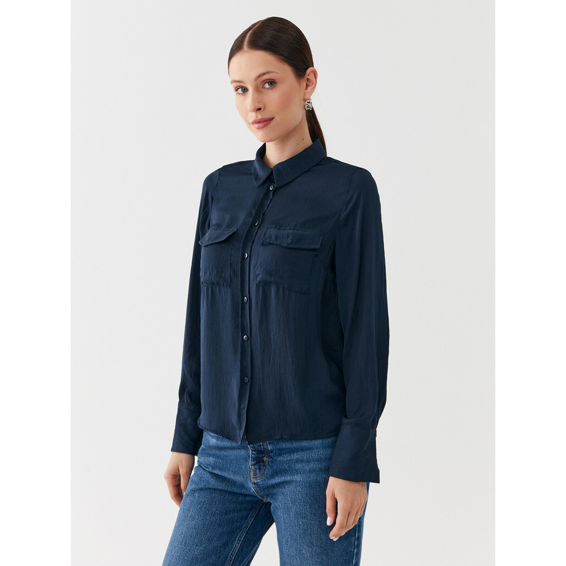 Vero Moda Cămașă Sunny 10260627 Bleumarin Regular Fit - Pled.ro