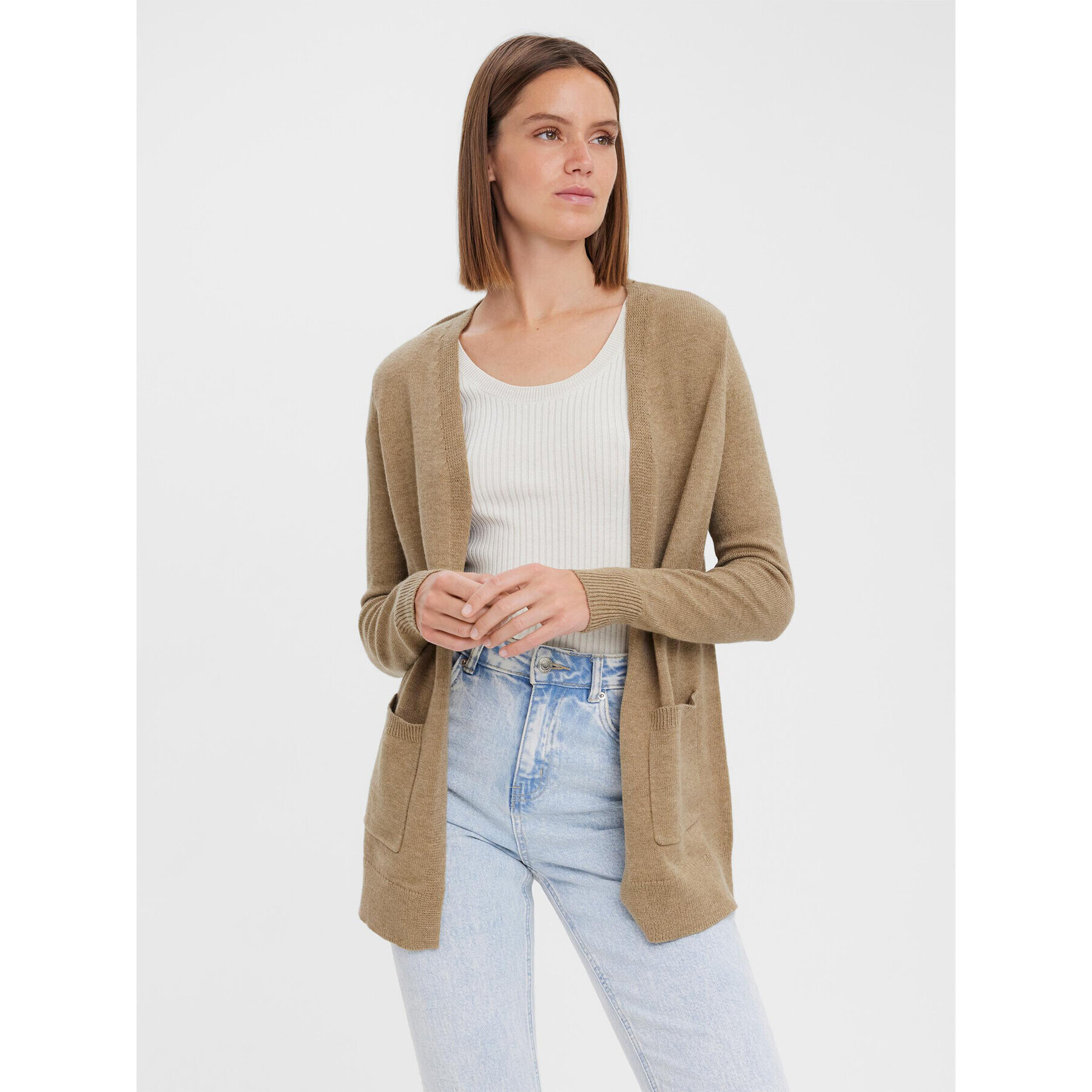 Vero Moda Cardigan 10269434 Bej Regular Fit - Pled.ro