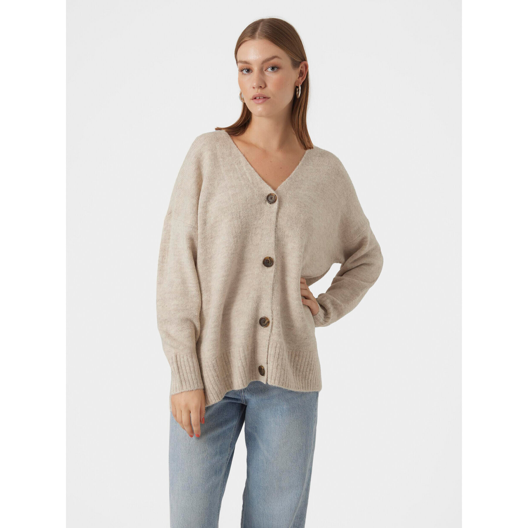 Vero Moda Cardigan 10291670 Bej Regular Fit - Pled.ro