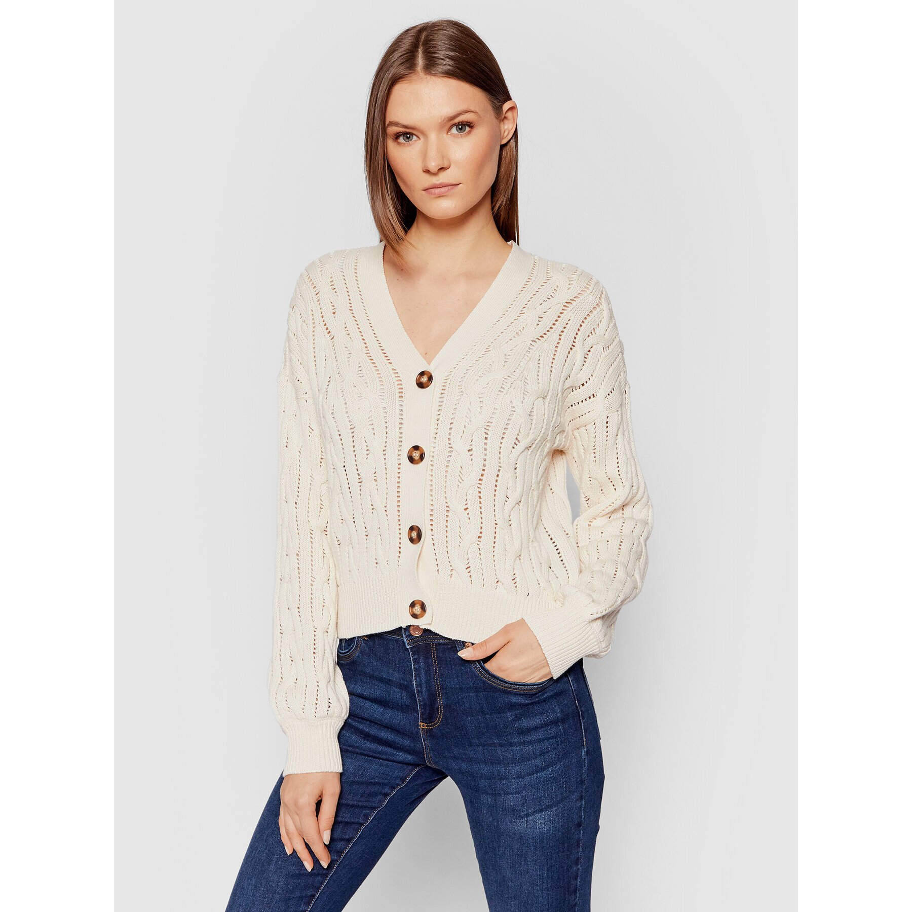 Vero Moda Cardigan Clementine 10240796 Bej Regular Fit - Pled.ro