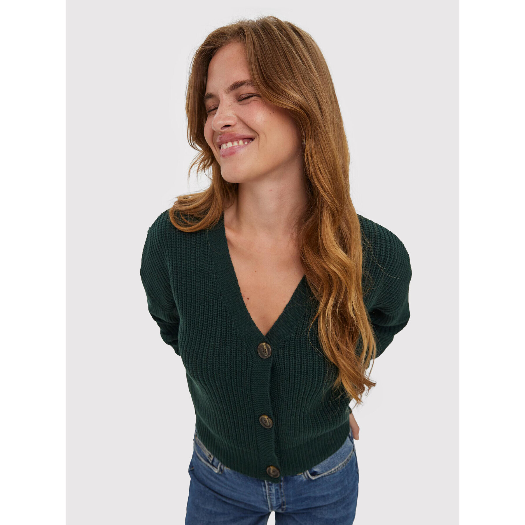 Vero Moda Cardigan Lea 10273853 Verde Relaxed Fit - Pled.ro