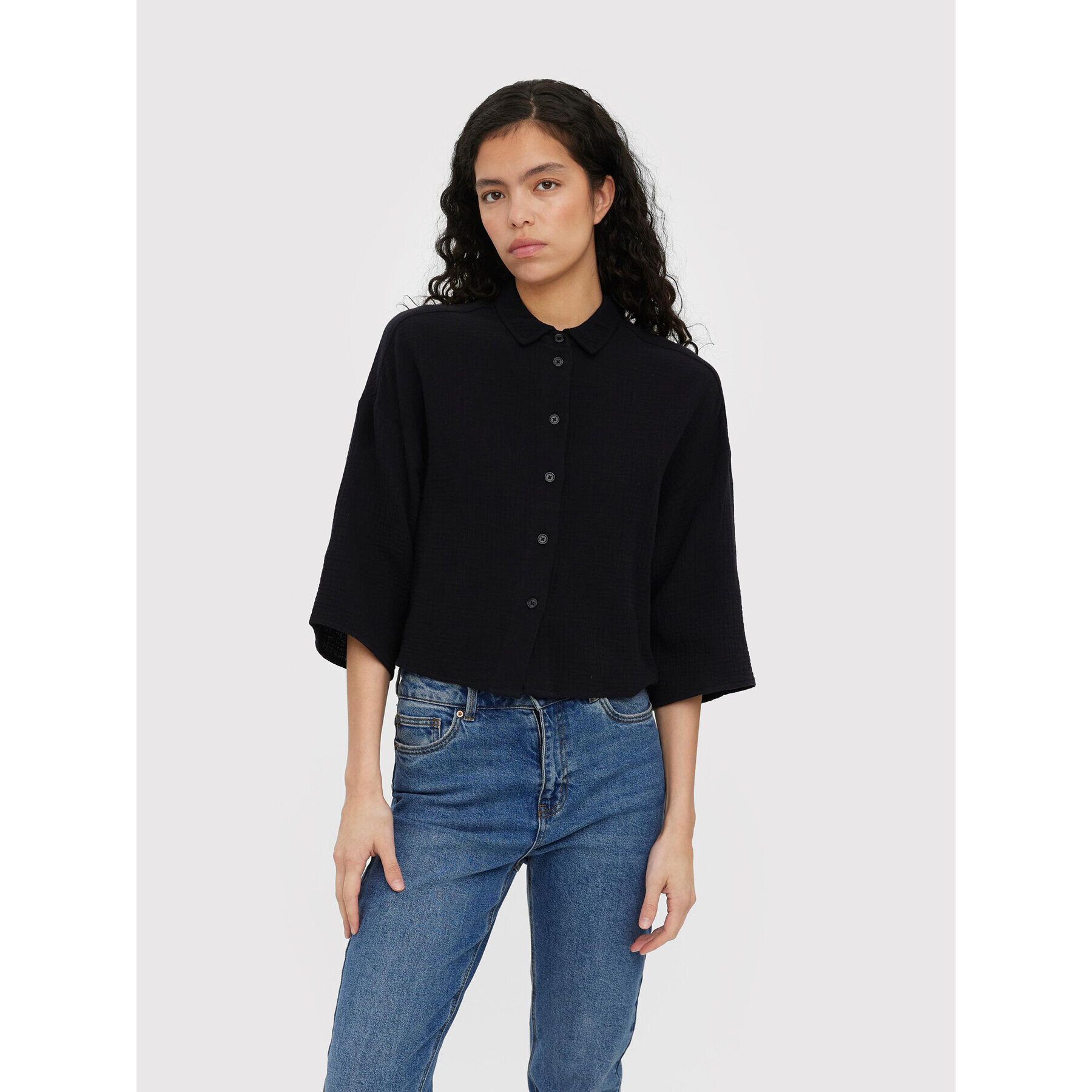 Vero Moda Cămașă Natali 10262929 Negru Relaxed Fit - Pled.ro