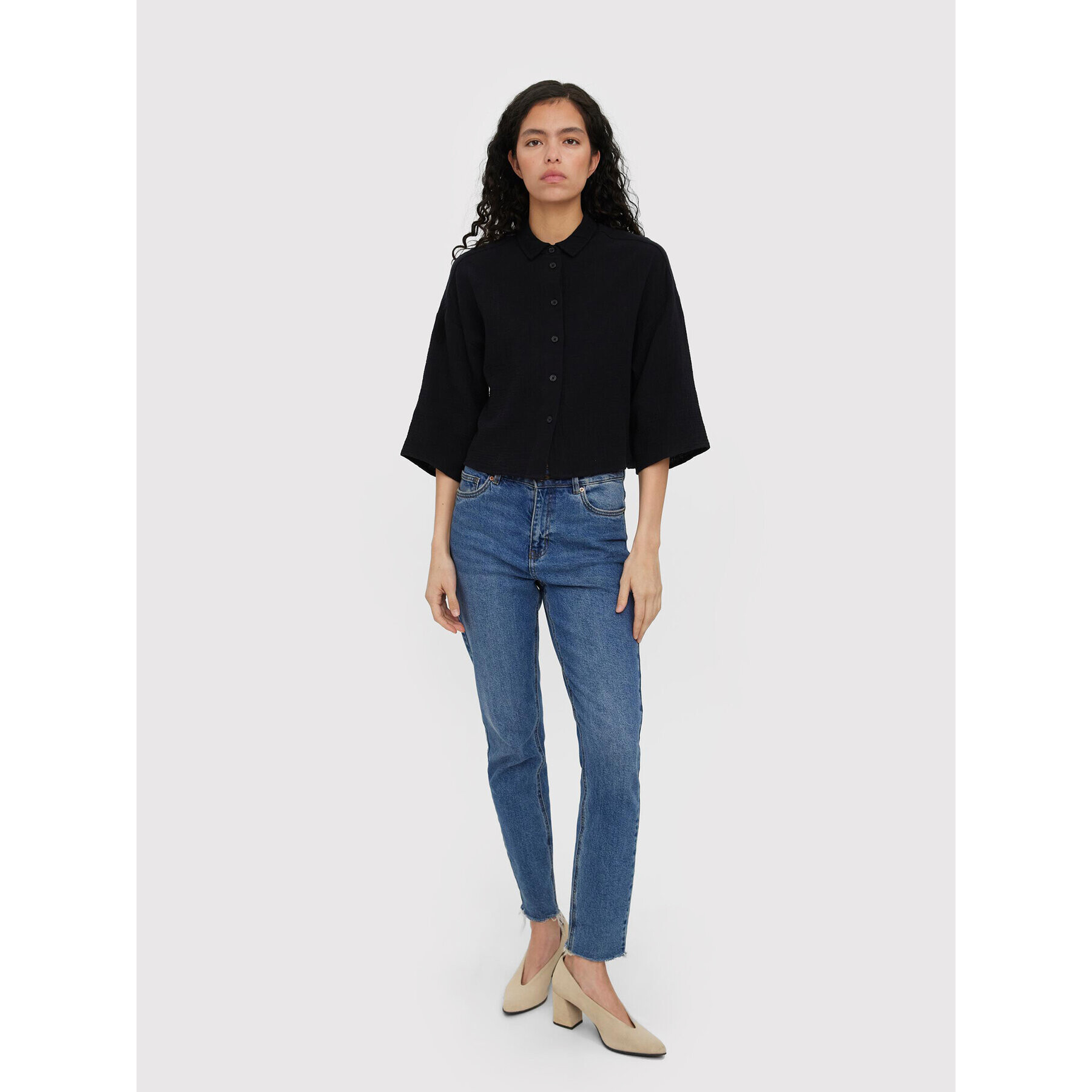 Vero Moda Cămașă Natali 10262929 Negru Relaxed Fit - Pled.ro