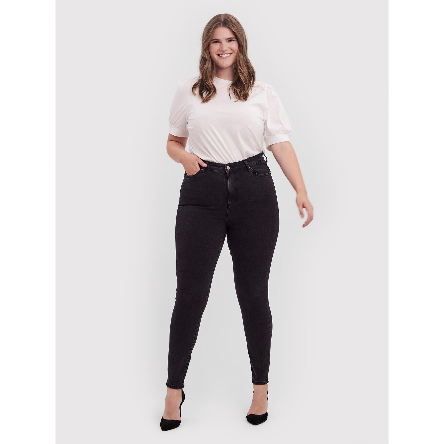 Vero Moda Curve Blugi Sophia 10256520 Negru Skinny Fit - Pled.ro