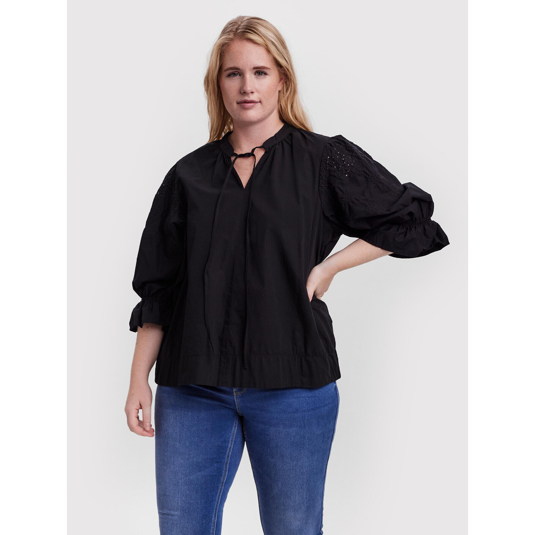 Vero Moda Curve Bluză Rianne 10256550 Negru Regular Fit - Pled.ro