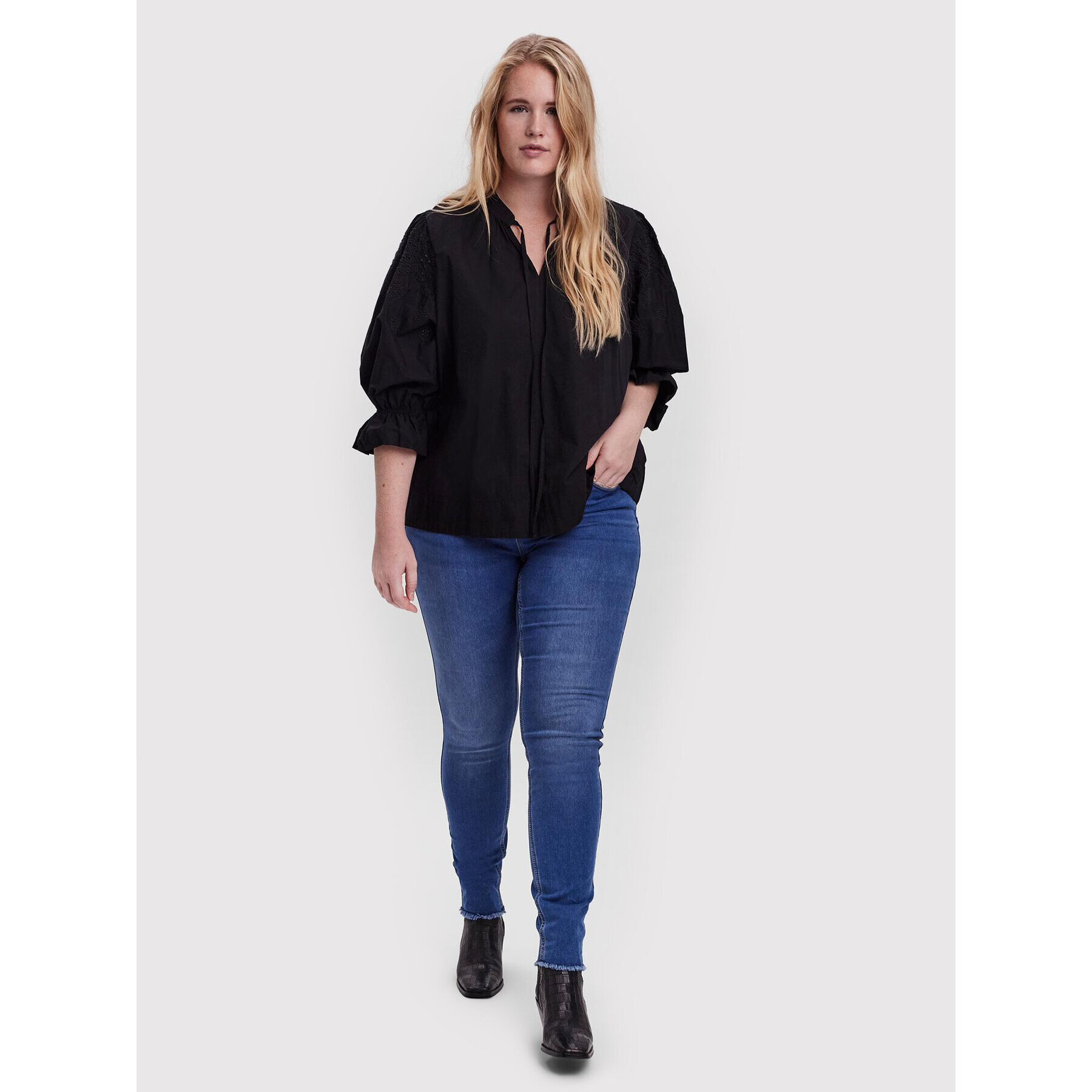 Vero Moda Curve Bluză Rianne 10256550 Negru Regular Fit - Pled.ro